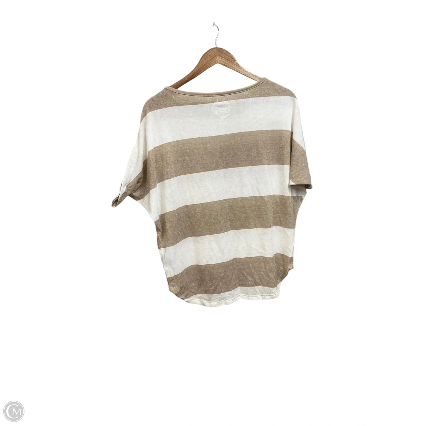 Top Short Sleeve By Inc In Tan & White, Size: M