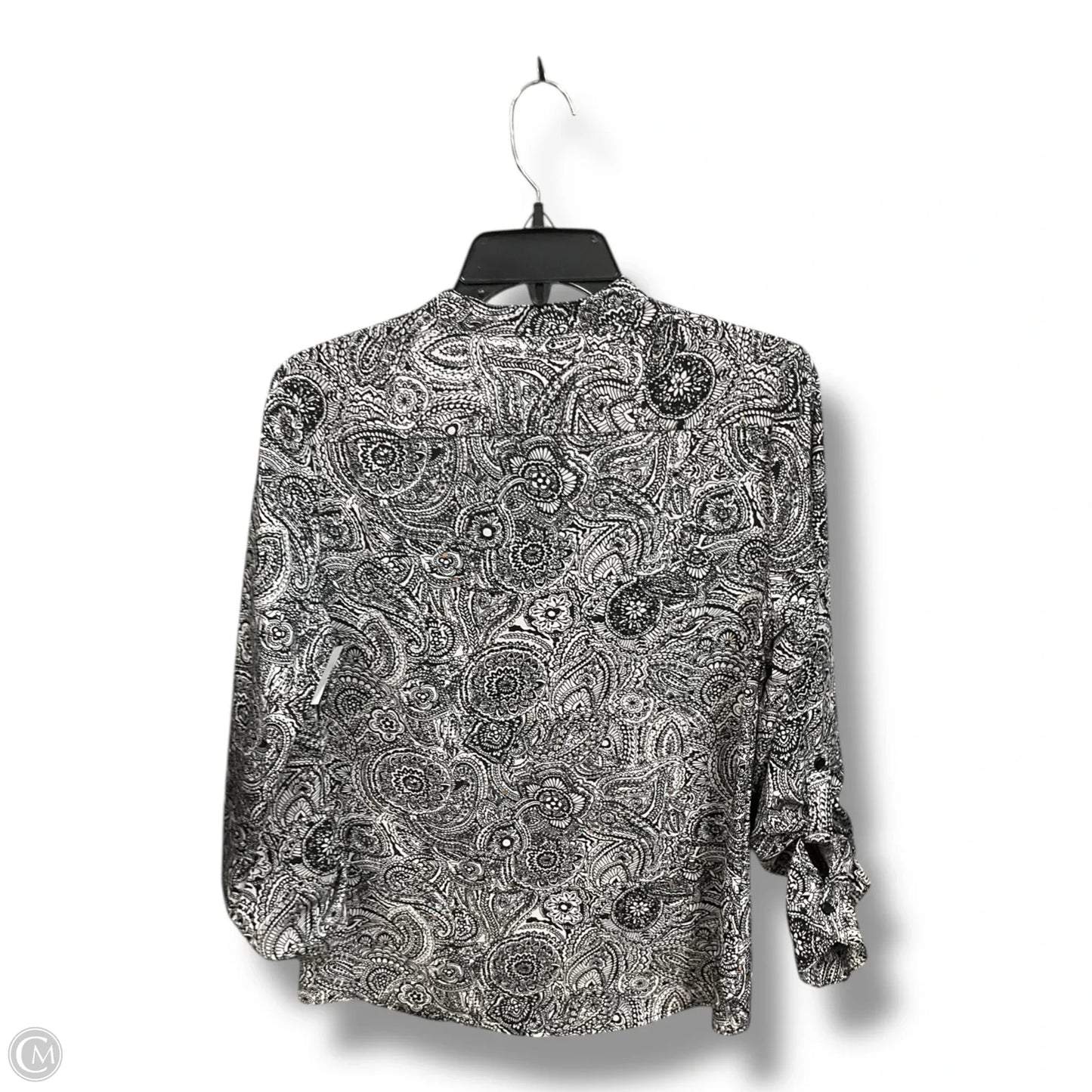 Blouse Long Sleeve By Kim Rogers In Black & White, Size: S