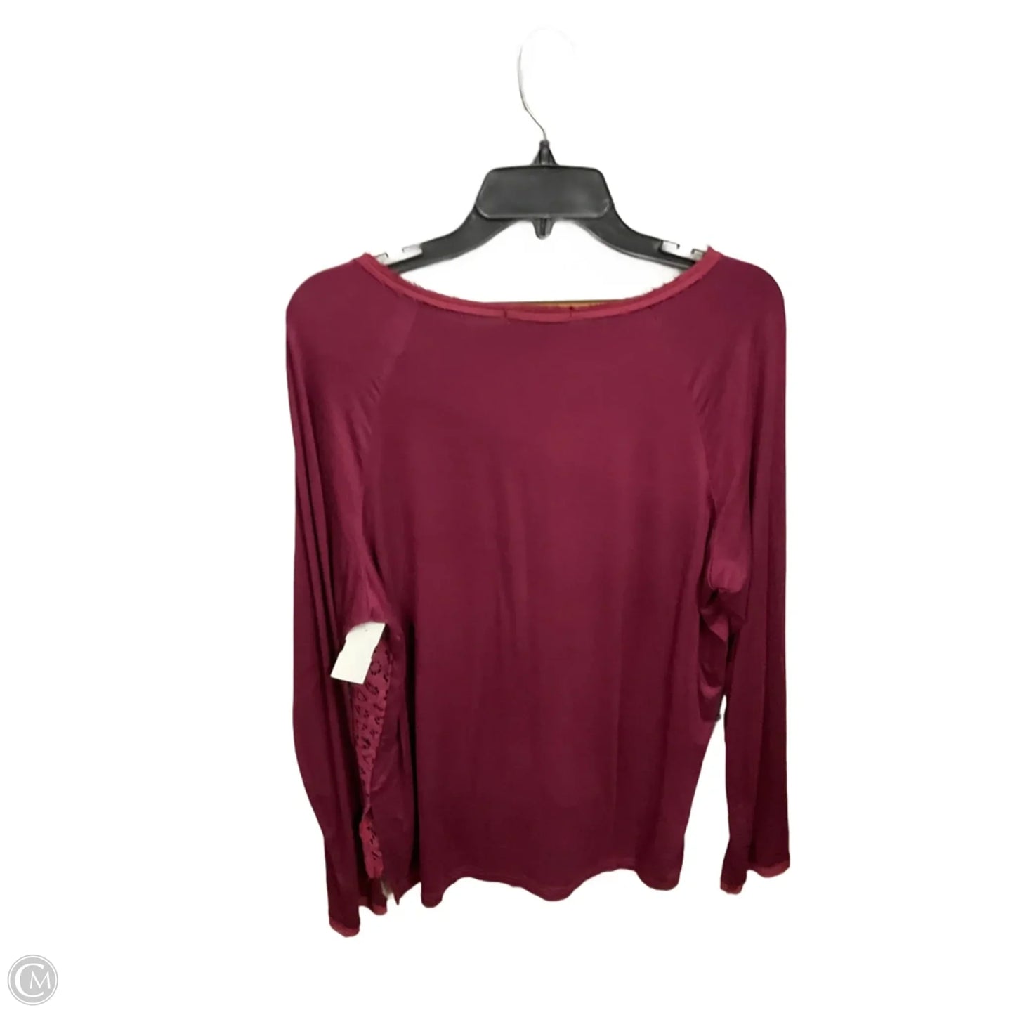 Top Long Sleeve Basic By Bke In Maroon, Size: L