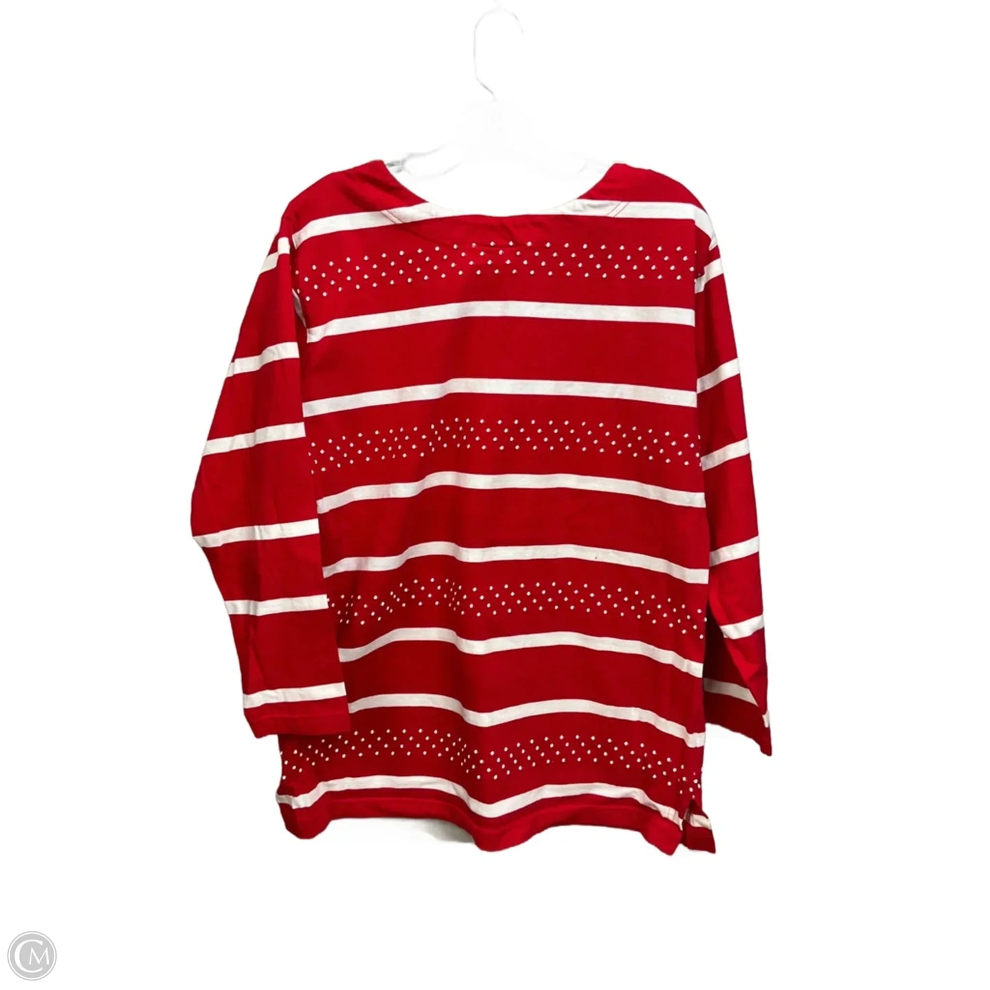 Top Long Sleeve By Talbots In Red & White, Size: M