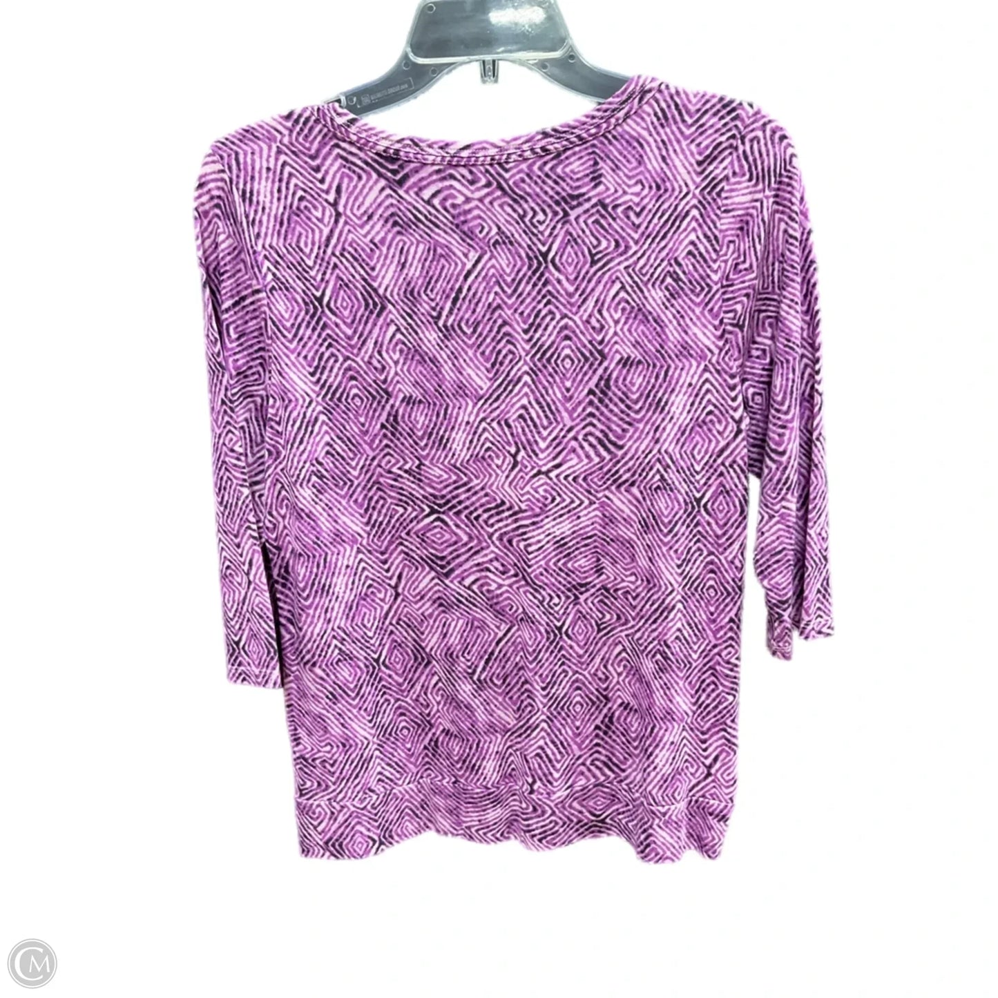 Top 3/4 Sleeve Basic By Relativity In Black & Purple, Size: Petite M