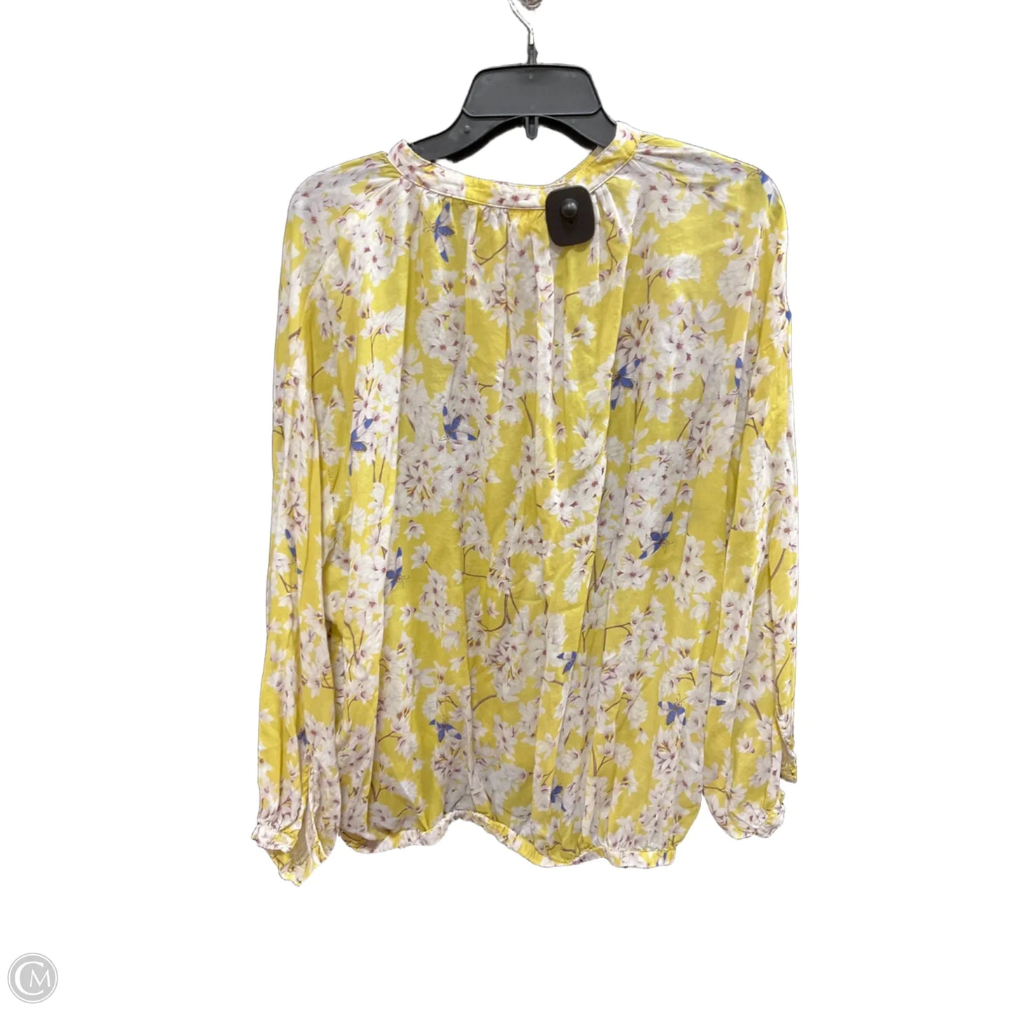 Top Long Sleeve By H&m In White & Yellow, Size: M