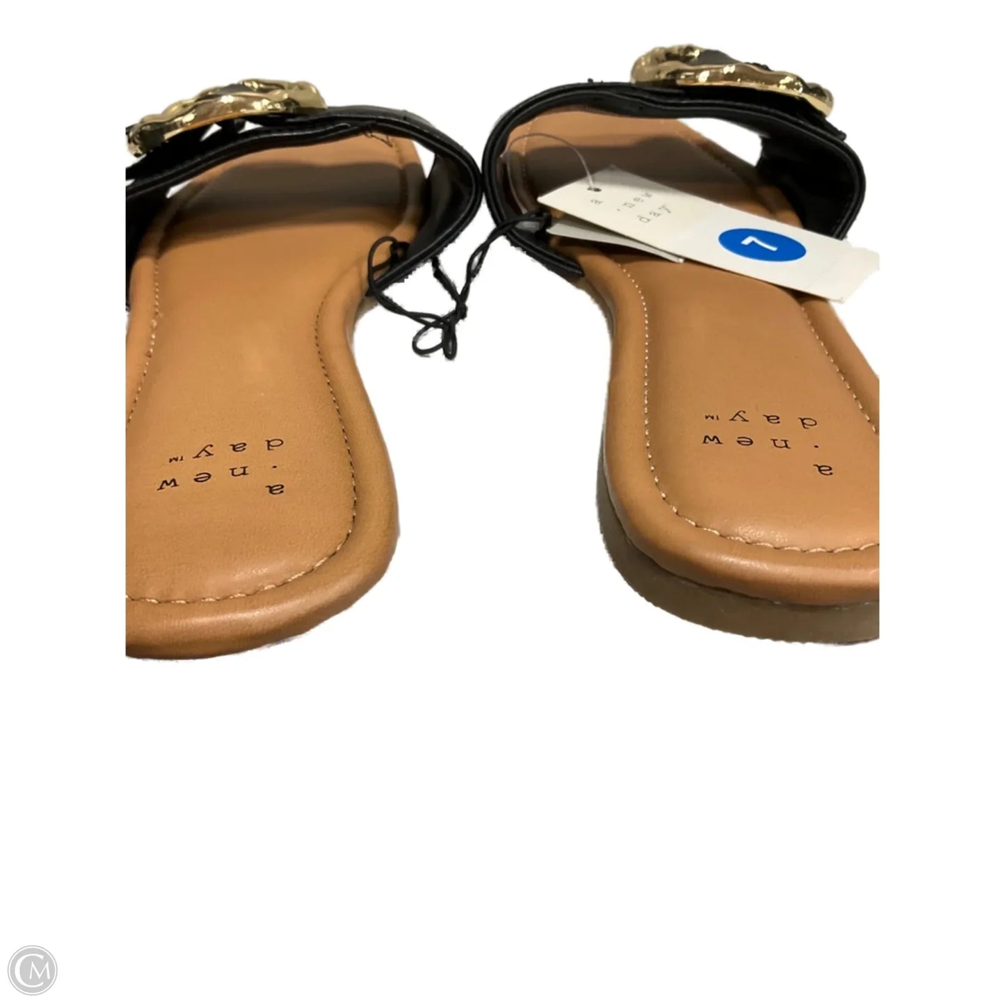 Sandals Flats By A New Day In Black & Gold, Size: 7