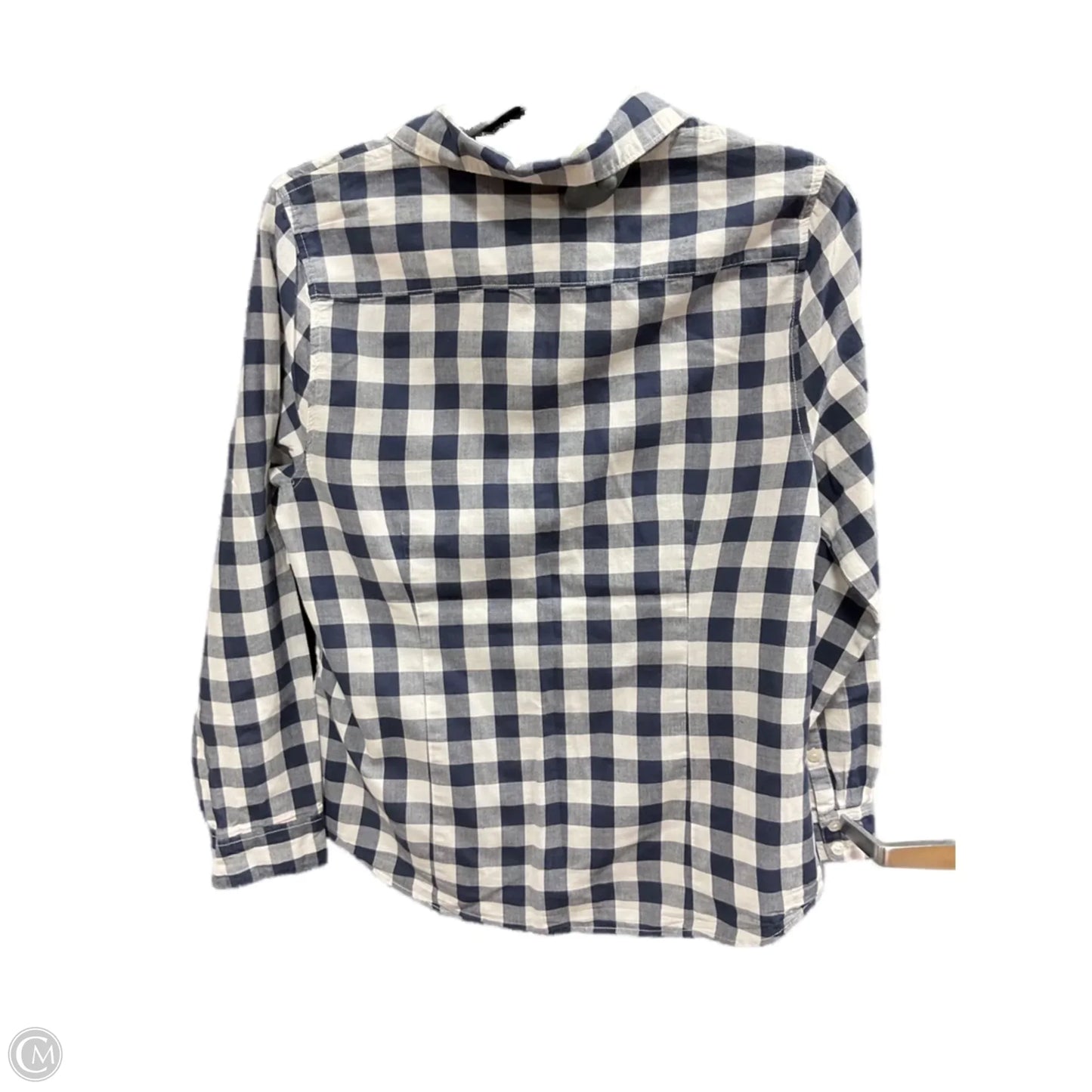 Blouse Long Sleeve By Crown And Ivy In Blue & White, Size: L