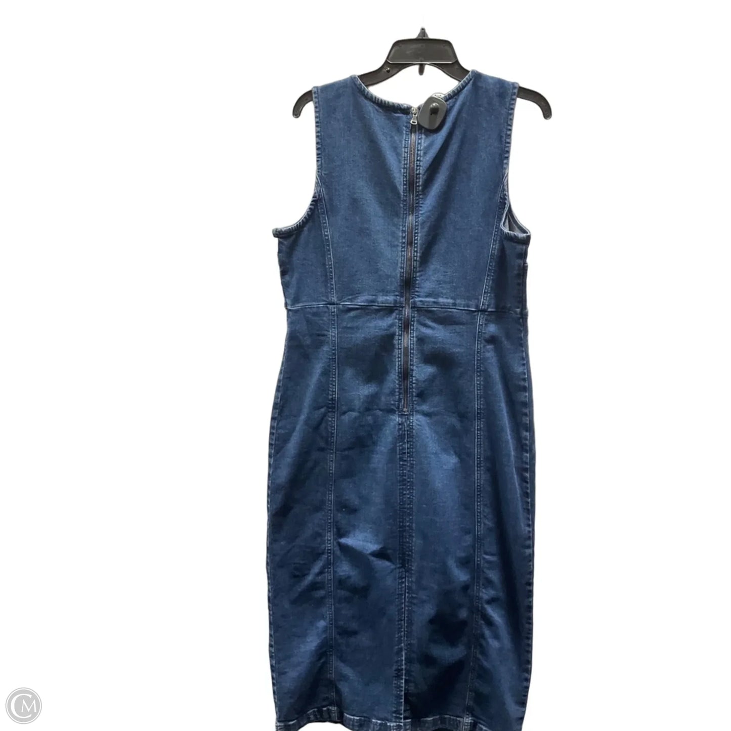 Dress Casual Midi By Loft In Blue Denim, Size: L