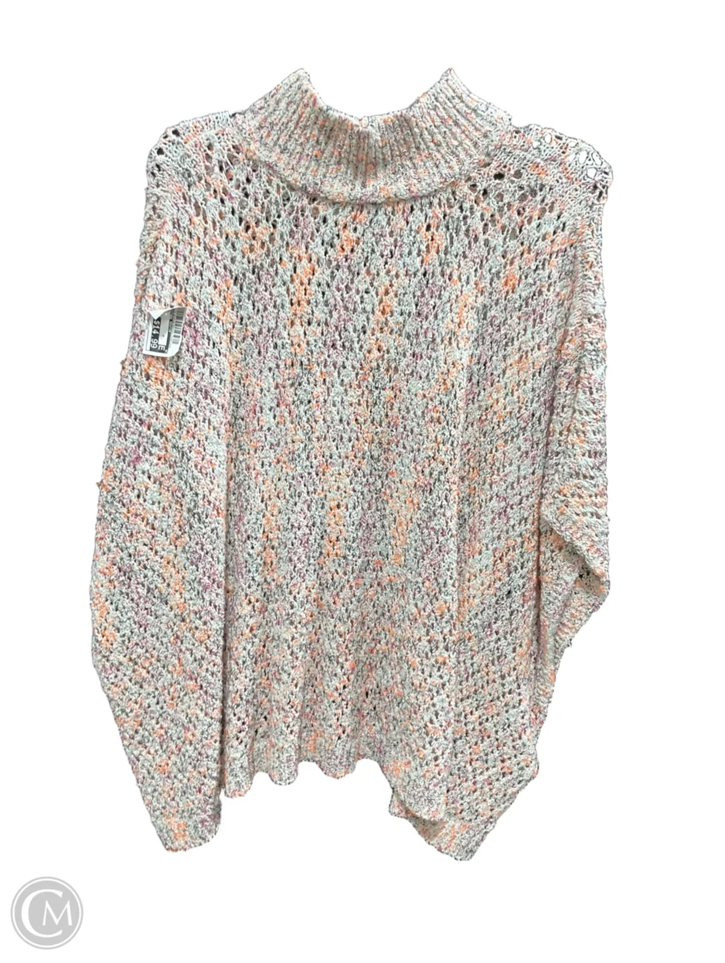 Poncho By Clothes Mentor In Orange, Size: Onesize