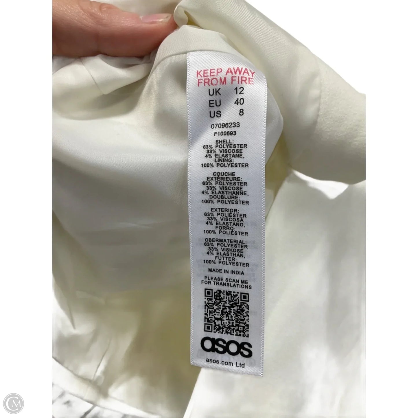 Blazer By Asos In Cream, Size: 8