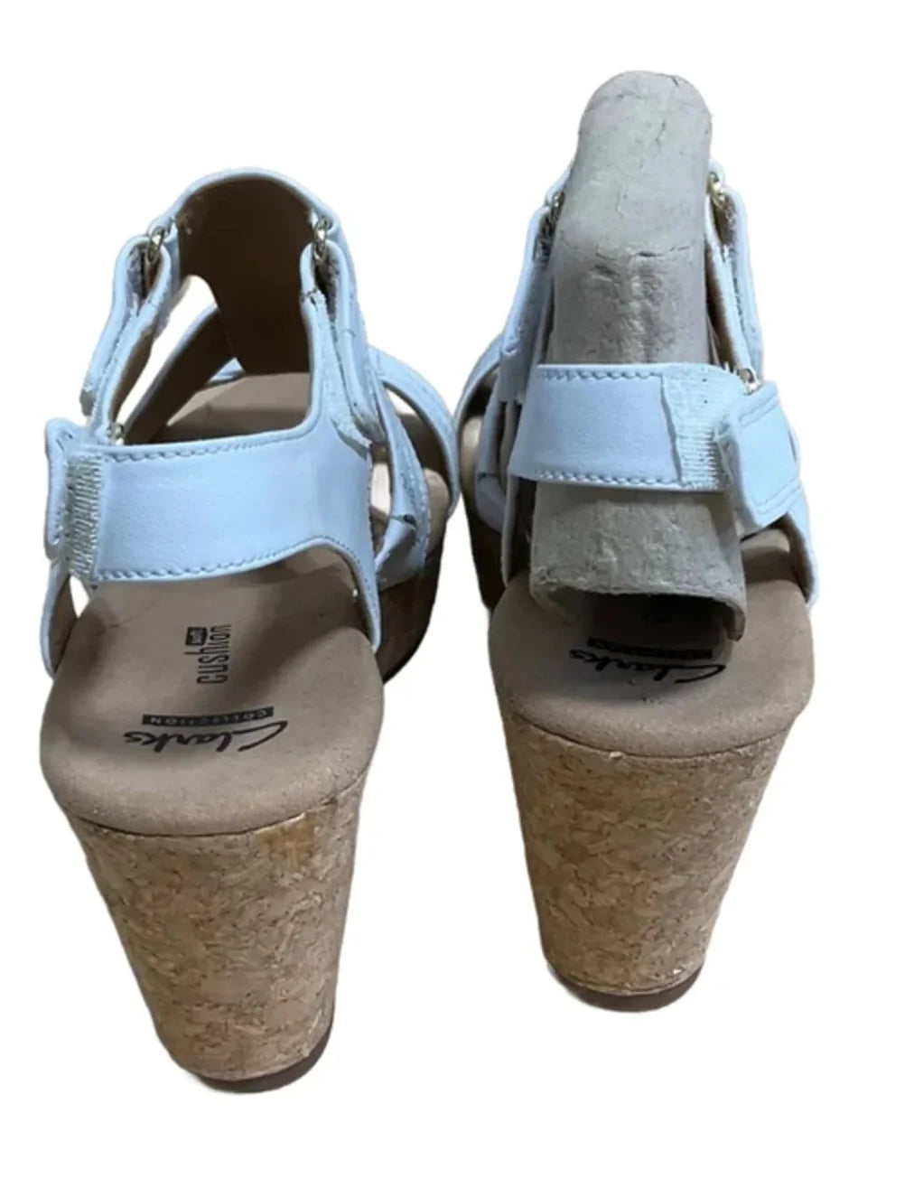 Sandals Heels Wedge By Clarks In White, Size: 8.5