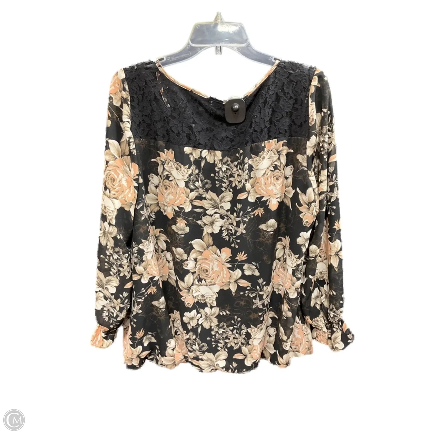 Top 3/4 Sleeve By Roz And Ali In Floral Print, Size: 1x