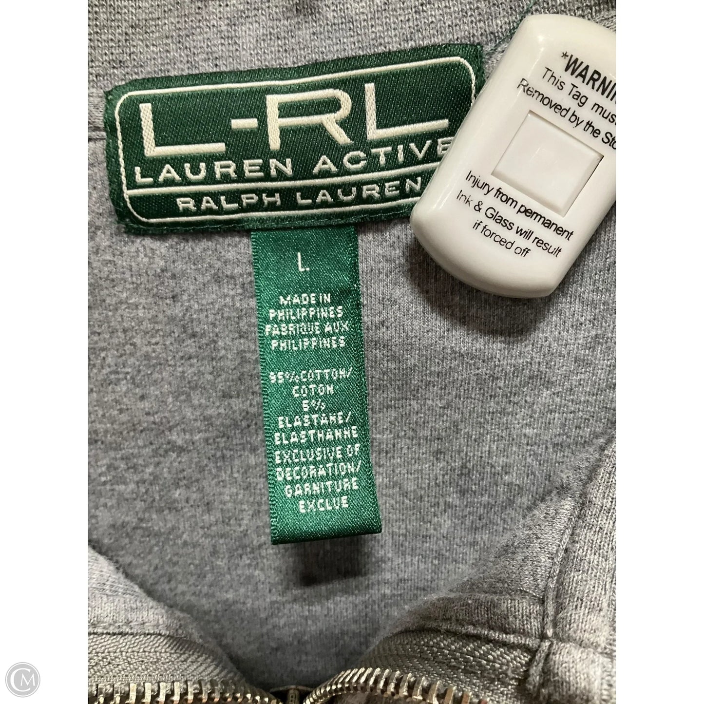 Athletic Jacket By Lauren By Ralph Lauren In Grey, Size: L