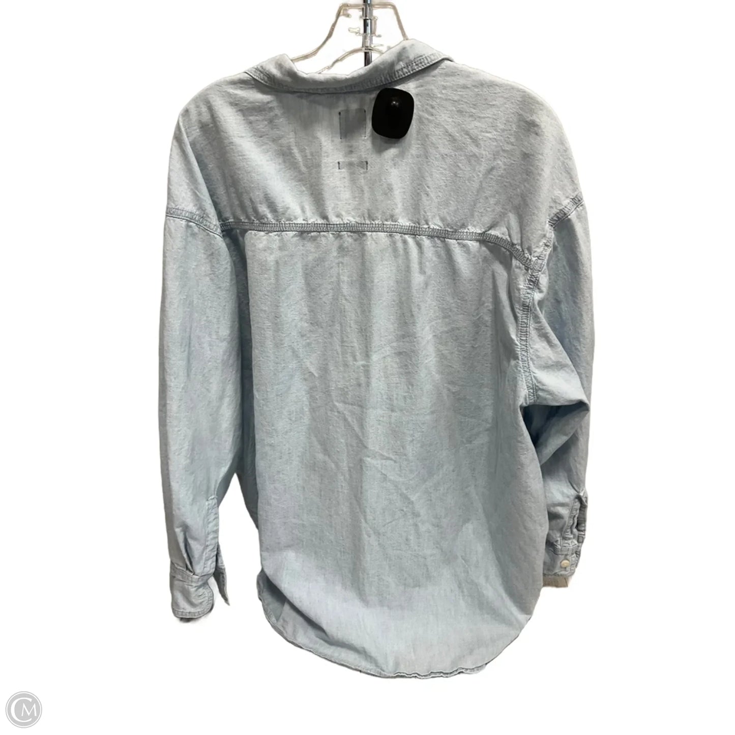 Blouse Long Sleeve By Gap In Blue Denim, Size: Xl