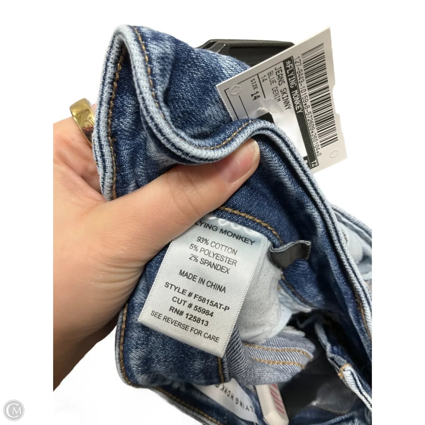 Jeans Skinny By Flying Monkey In Blue Denim, Size: 14