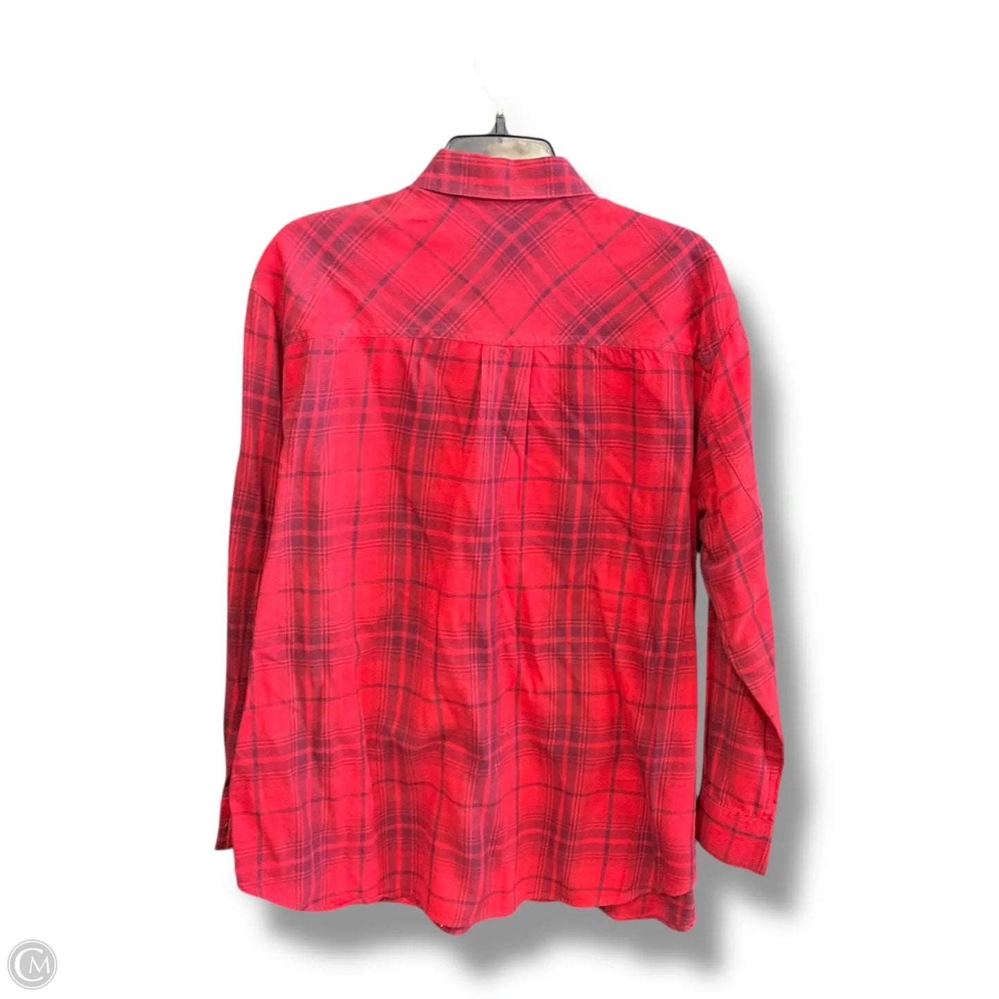 Blouse Long Sleeve By Eddie Bauer In Plaid Pattern, Size: Xl