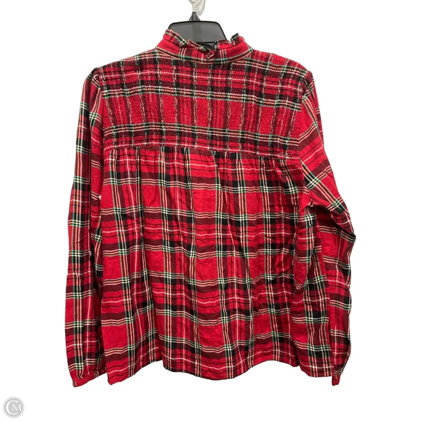 Top Long Sleeve By J. Crew In Plaid Pattern, Size: L