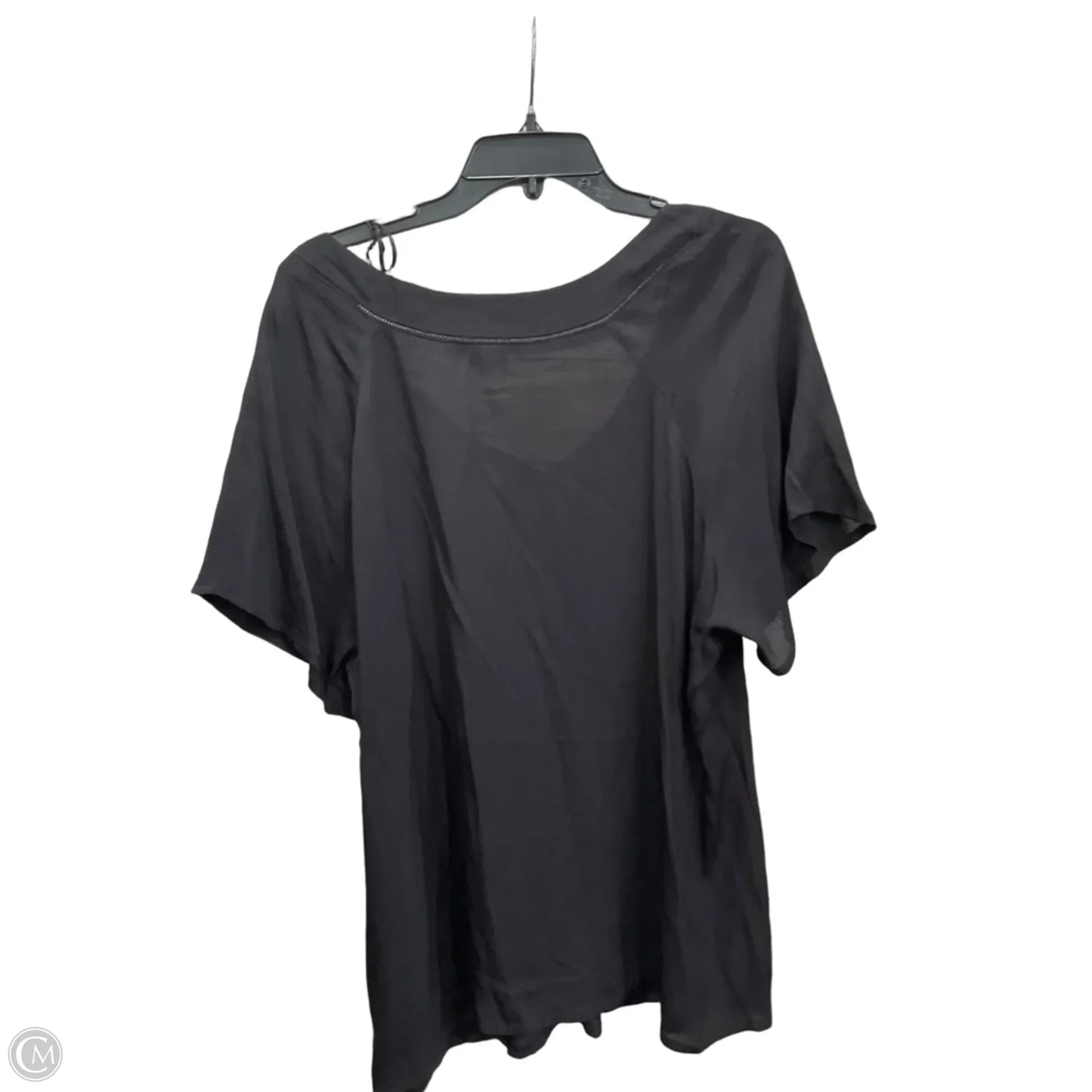Top Short Sleeve By Basic Editions In Black, Size: 1x