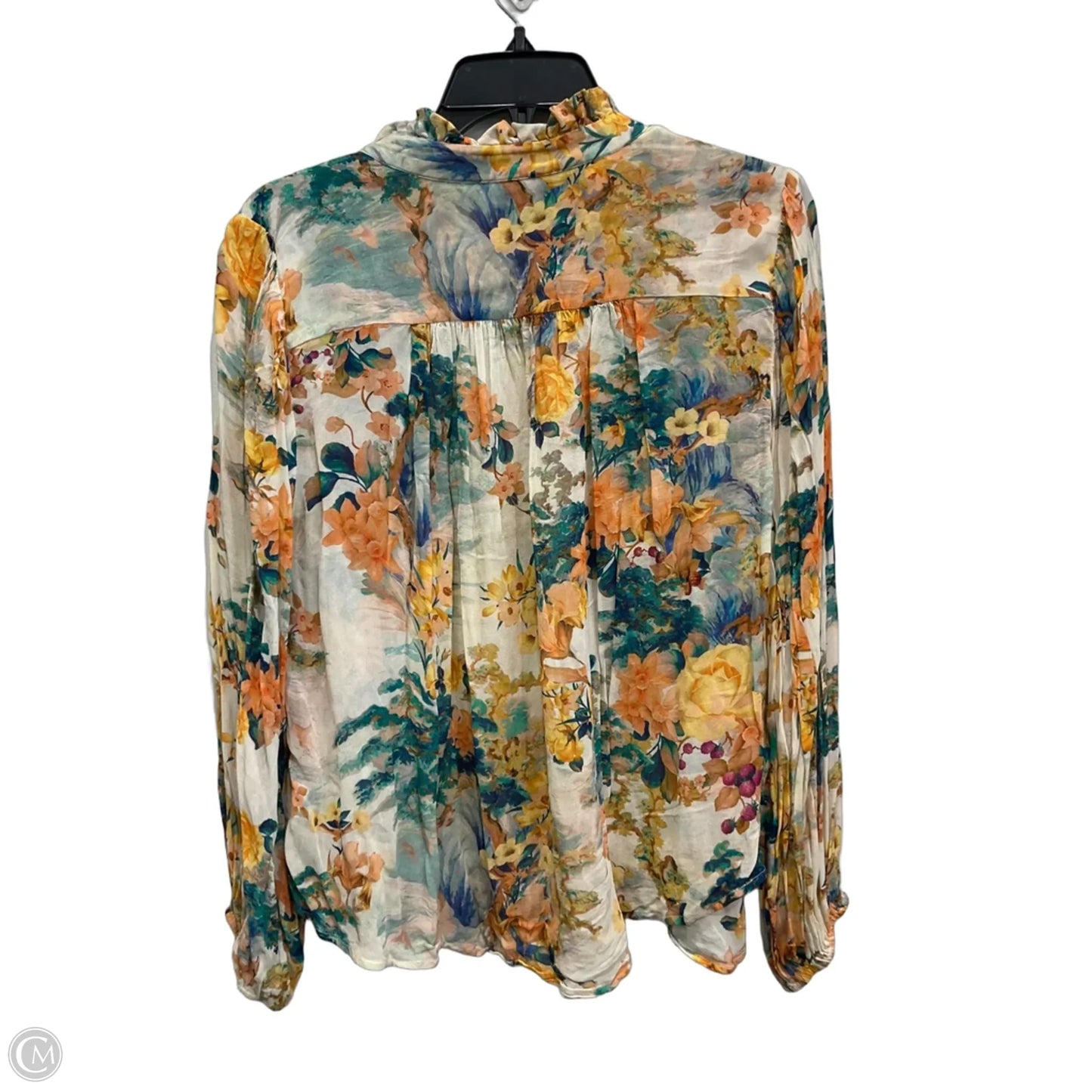 Top Long Sleeve By Anthropologie In Floral Print, Size: L