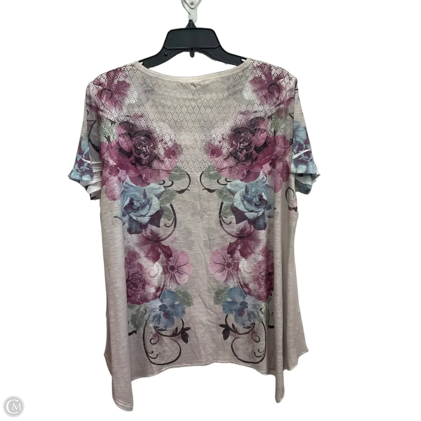 Top Short Sleeve By C Est. 1946 In Grey & Purple, Size: Xl