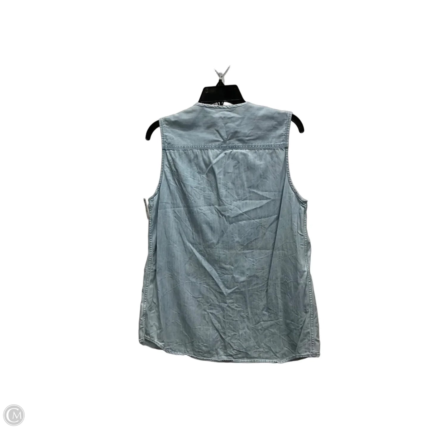 Blouse Sleeveless By Adriano Goldschmied In Blue Denim, Size: L