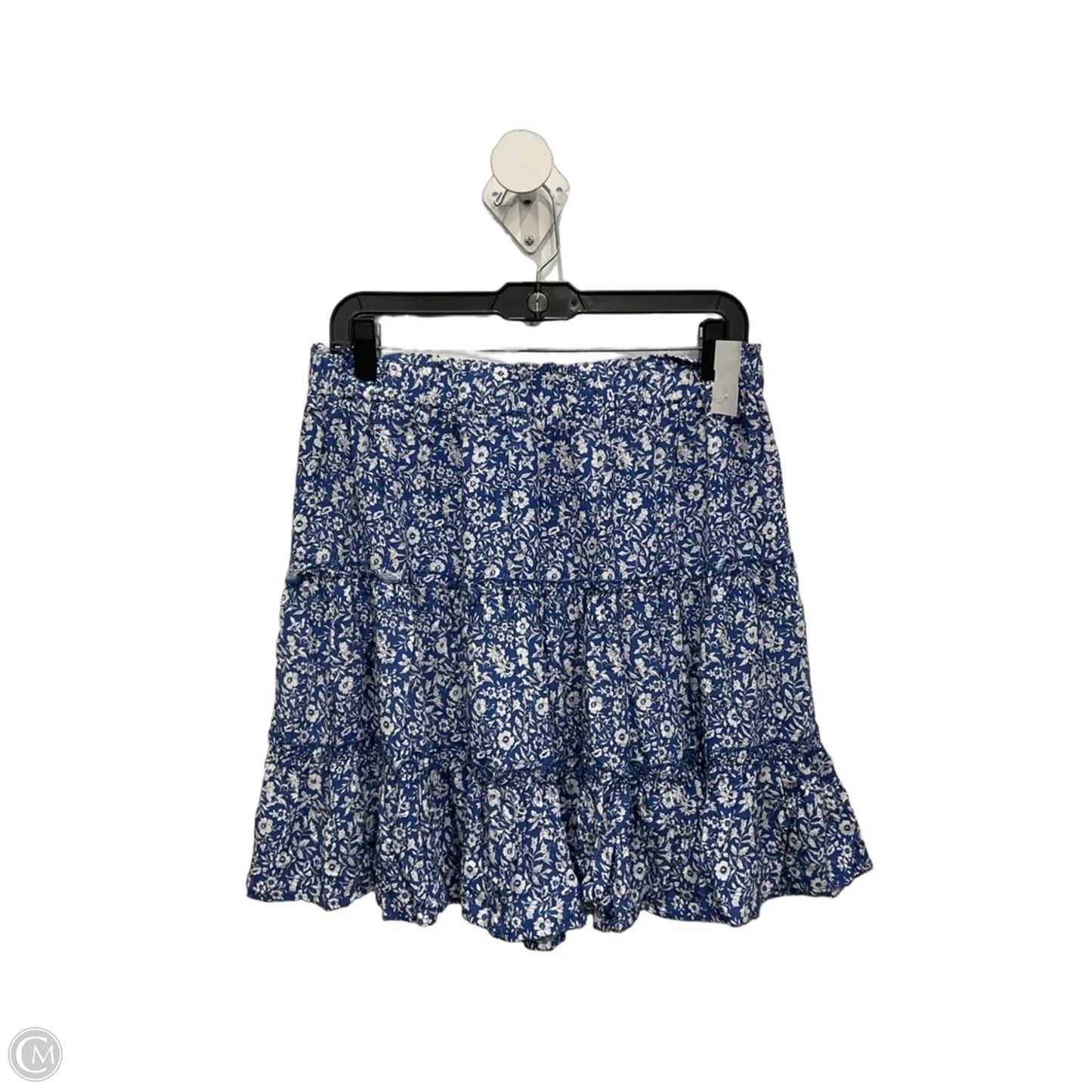 Skirt Midi By Clothes Mentor In Blue & White, Size: L
