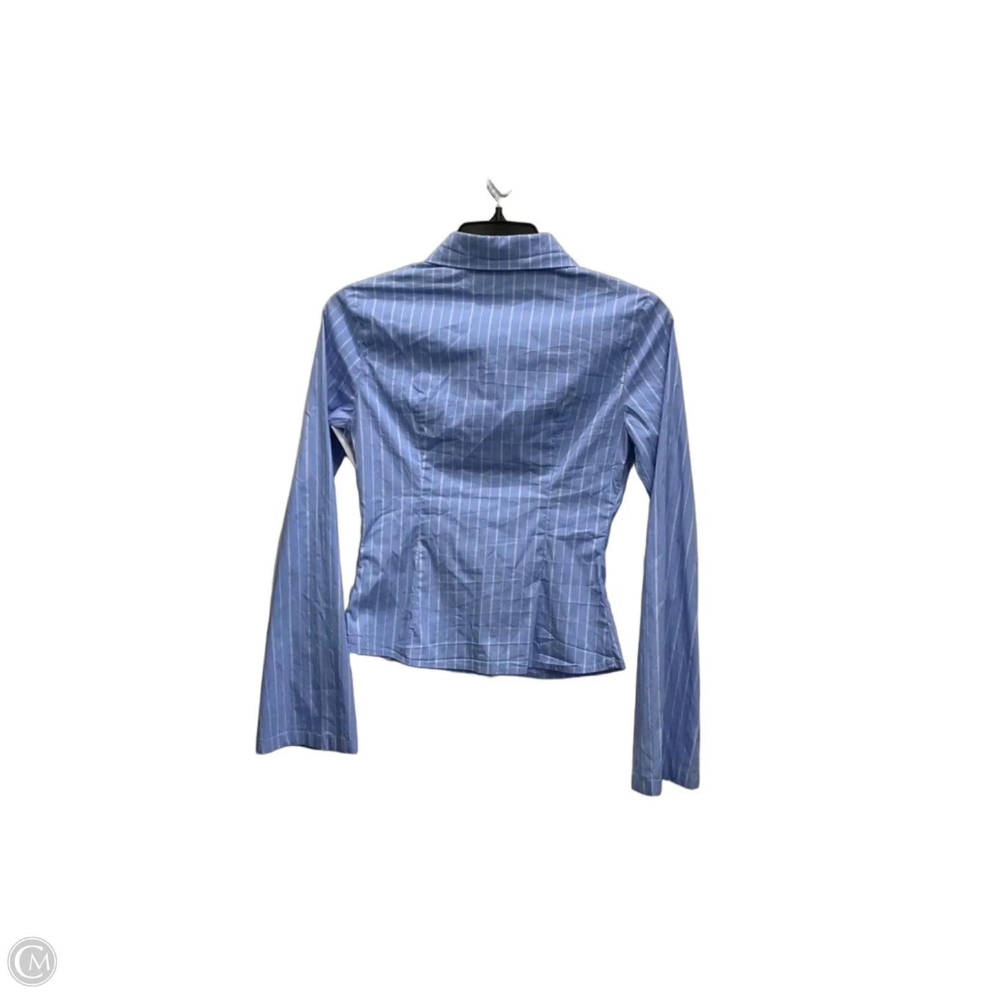 Blouse Long Sleeve By Princess Polly In Blue & White, Size: Xs