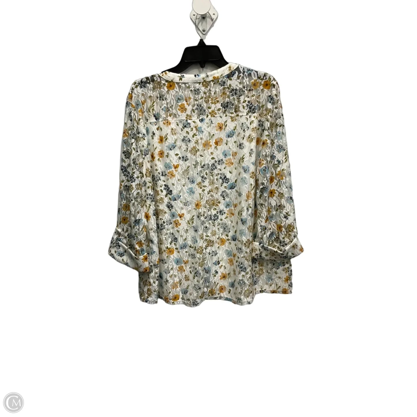 Top Long Sleeve By C Est. 1946 In Floral Print, Size: Xl