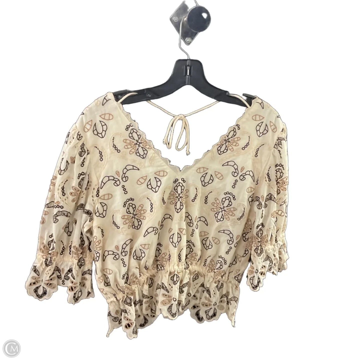 Blouse Short Sleeve By Anthropologie In Cream, Size: Xs