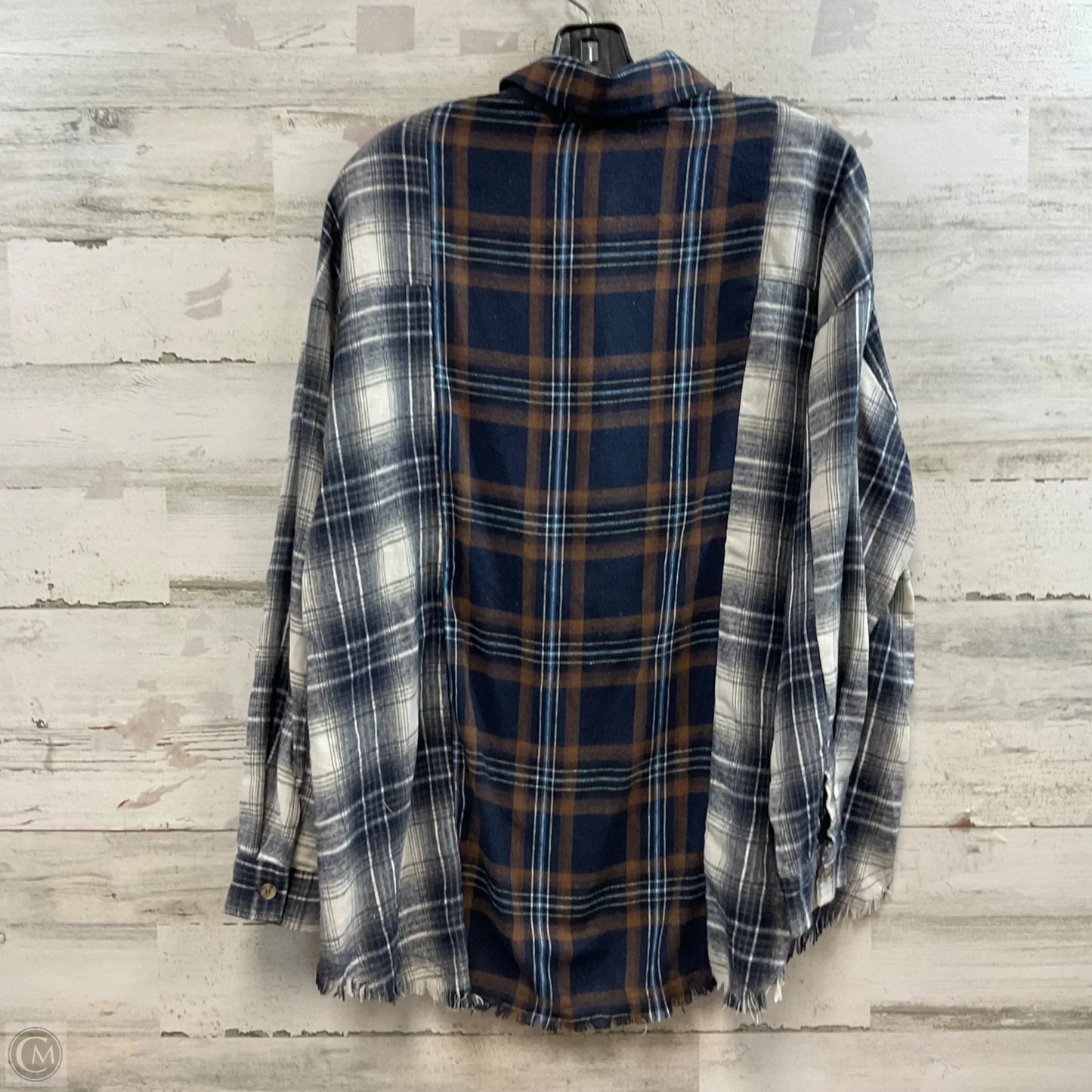 Blouse Long Sleeve By Blu Pepper In Blue & Brown, Size: M