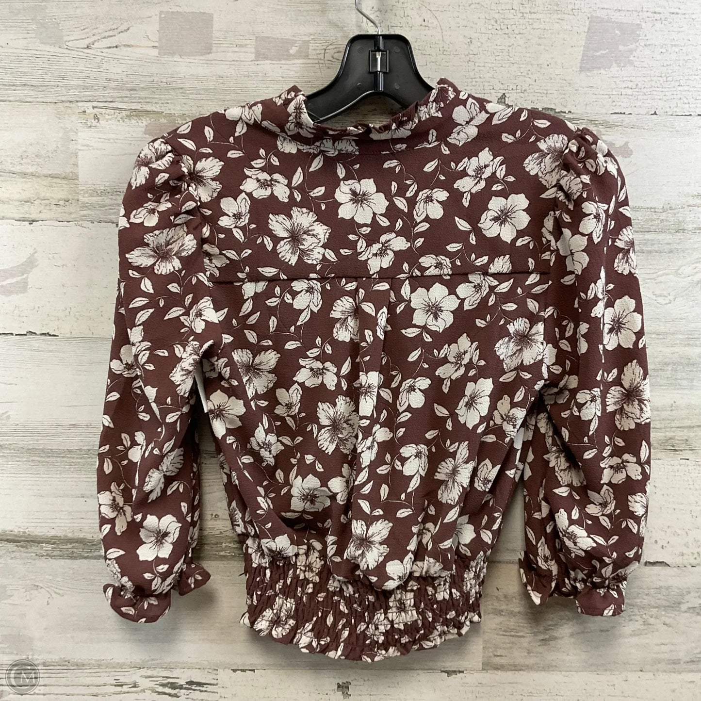 Blouse 3/4 Sleeve By Monteau In Brown, Size: S