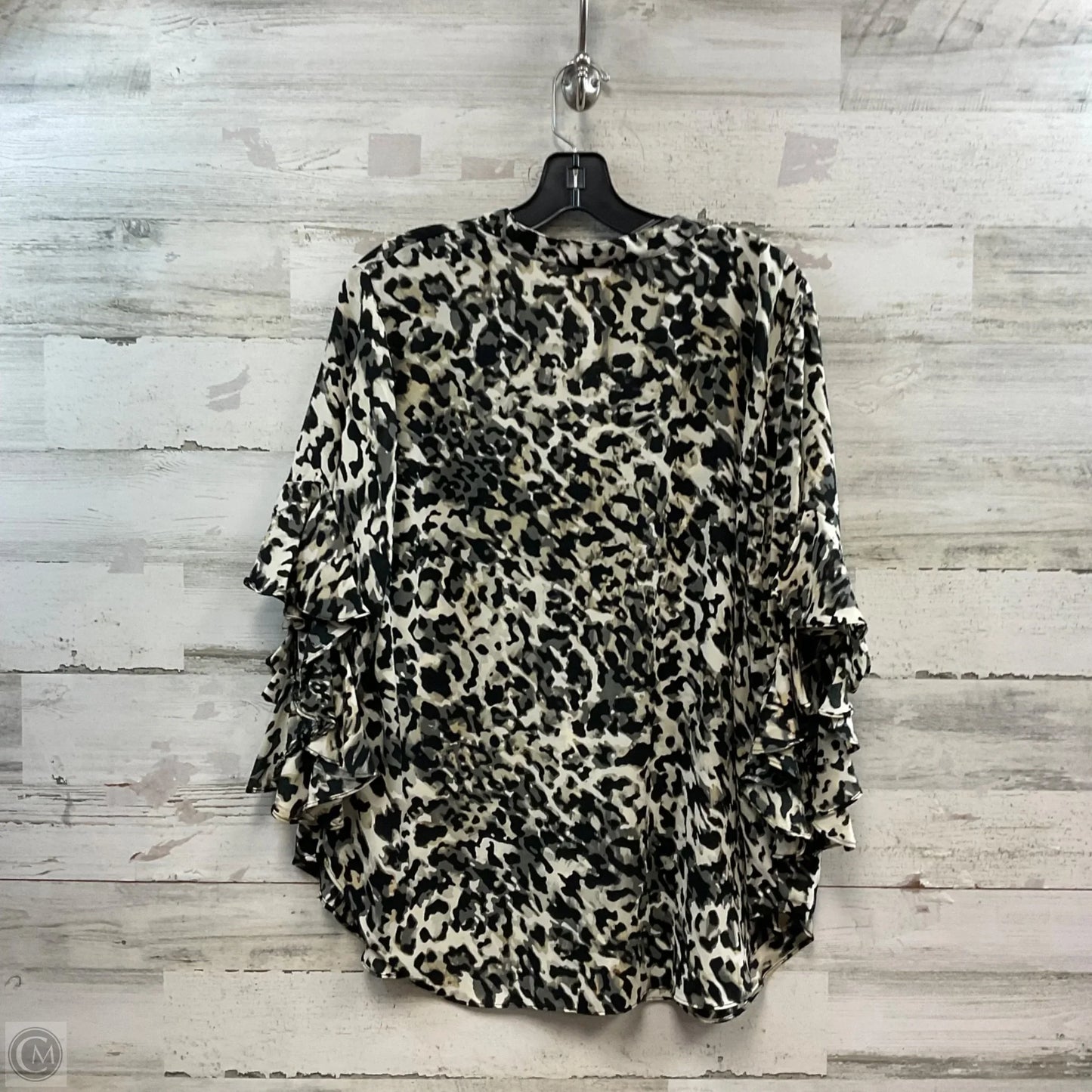 Blouse 3/4 Sleeve By Vince Camuto In Black & Grey, Size: 1x