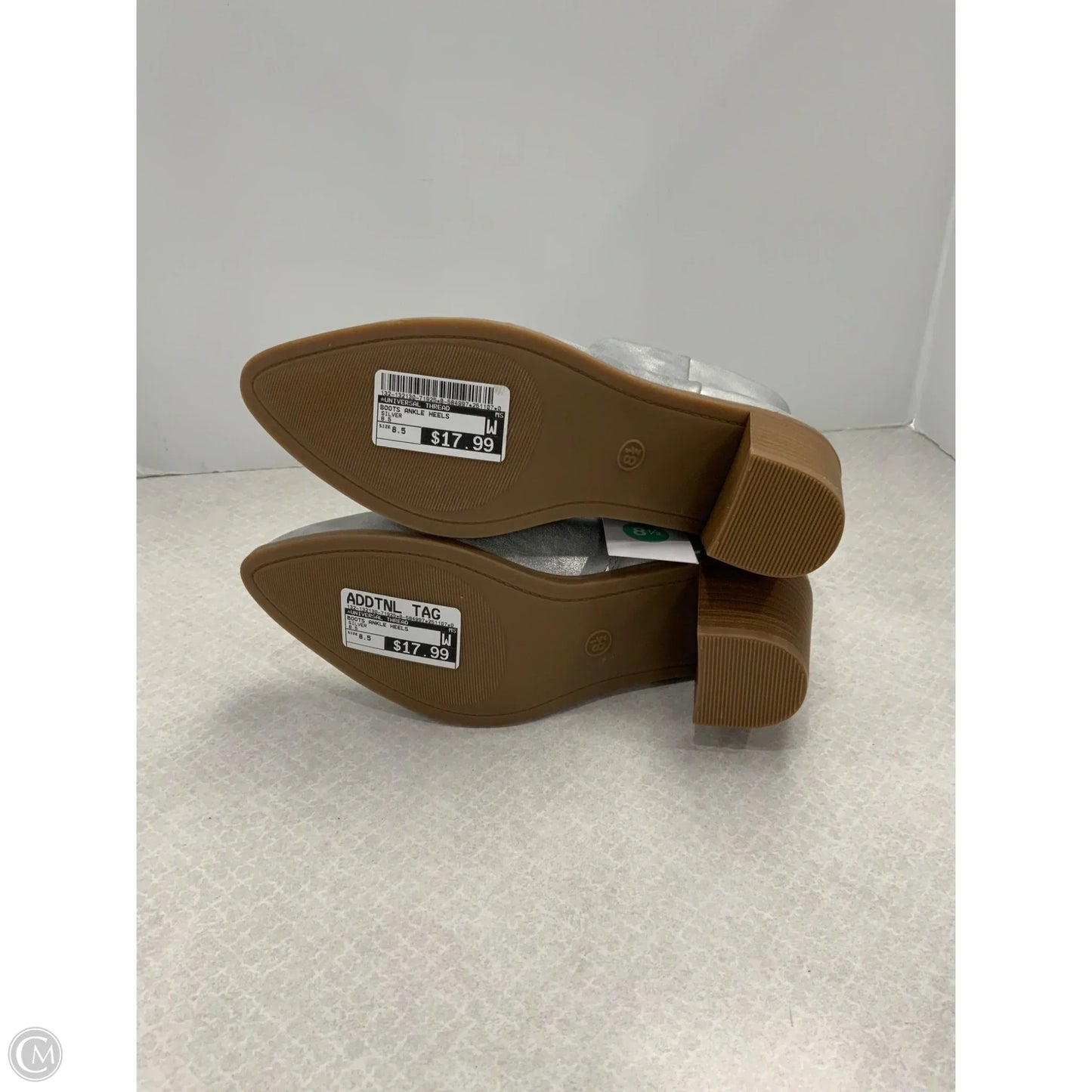 Boots Ankle Heels By Universal Thread In Silver, Size: 8.5