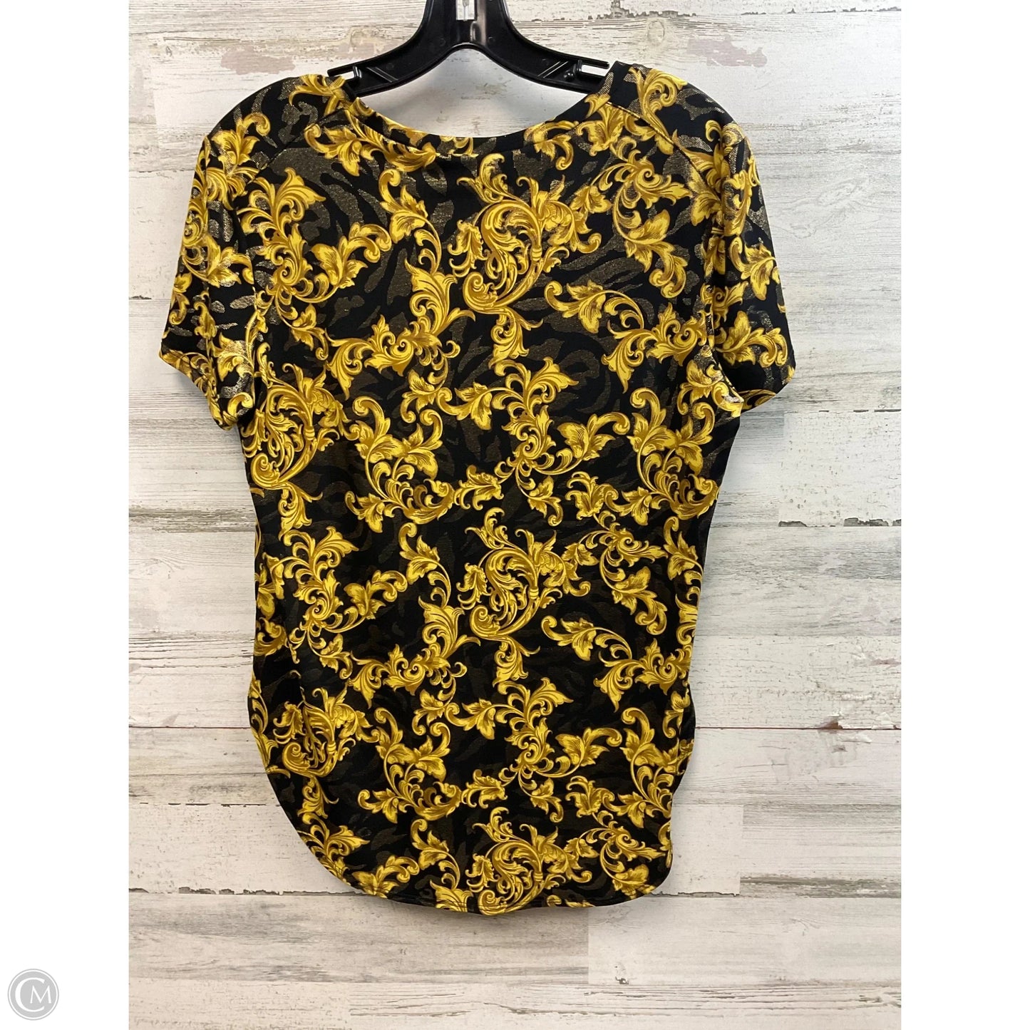 Blouse Short Sleeve By Joseph Ribkoff In Black & Gold, Size: 12
