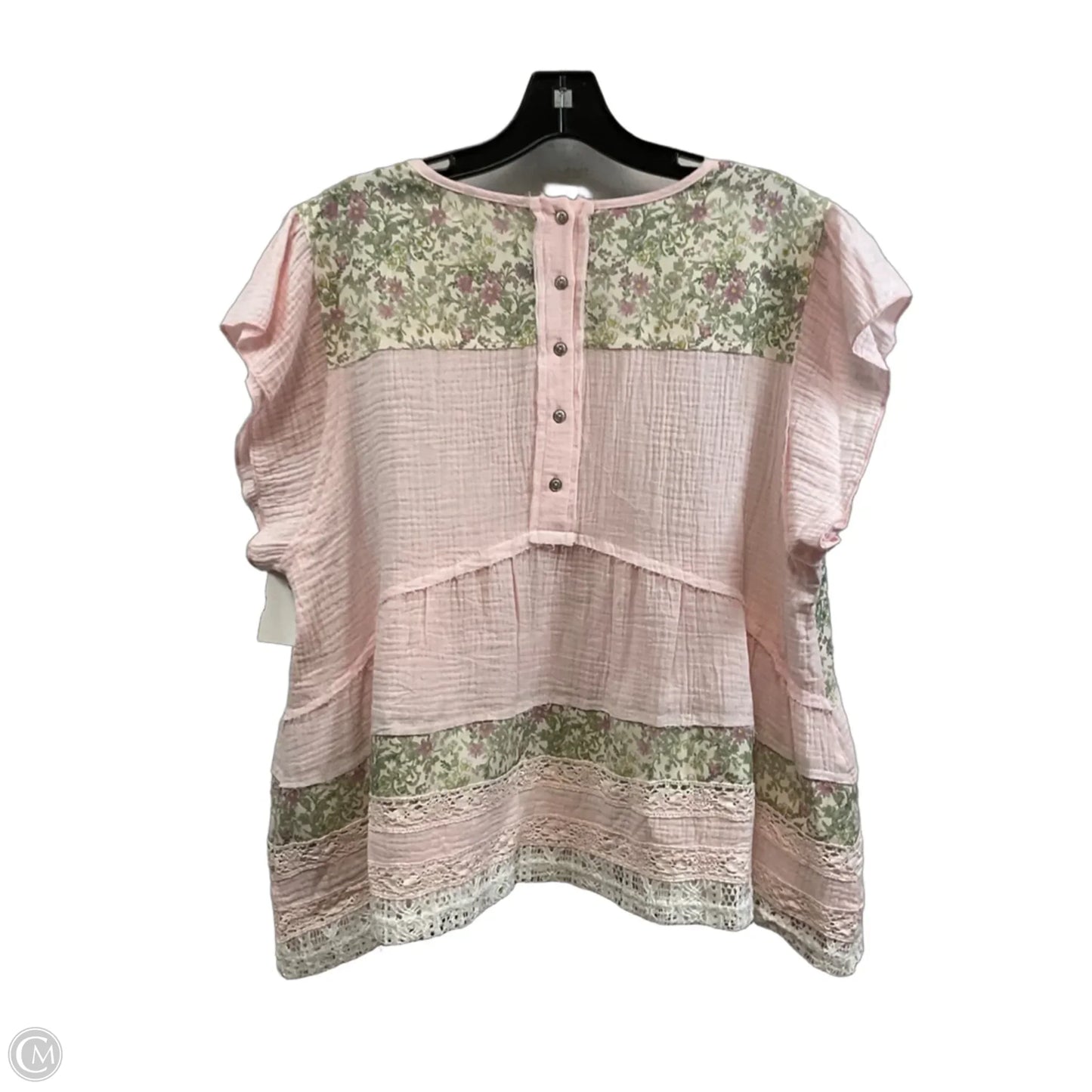 Top Short Sleeve By Pol In Pink, Size: M
