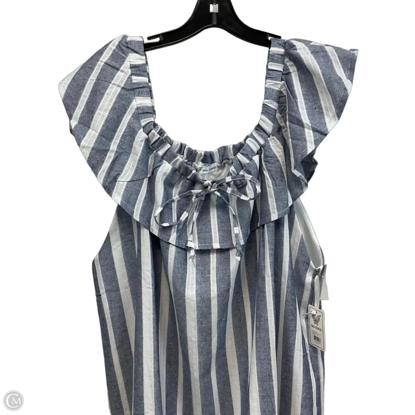 Dress Casual Short By Go Coco In Blue & White, Size: 3x