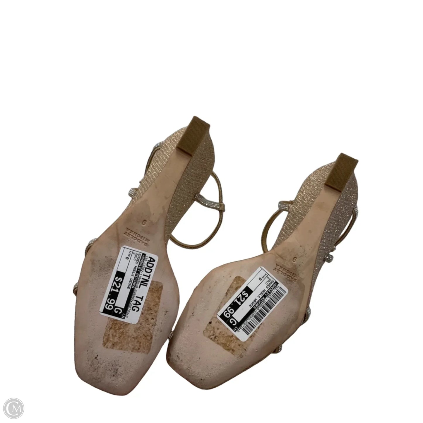 Shoes Heels Wedge By Badgley Mischka In Gold, Size: 9