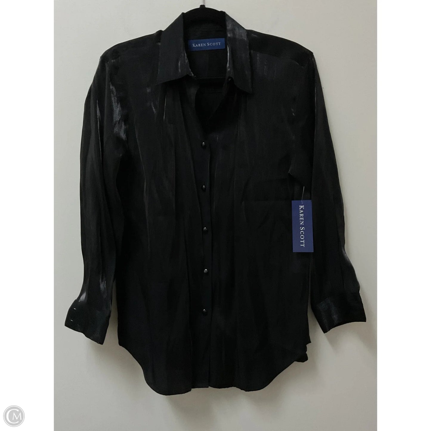 Blouse Long Sleeve By Karen Scott In Black, Size: S