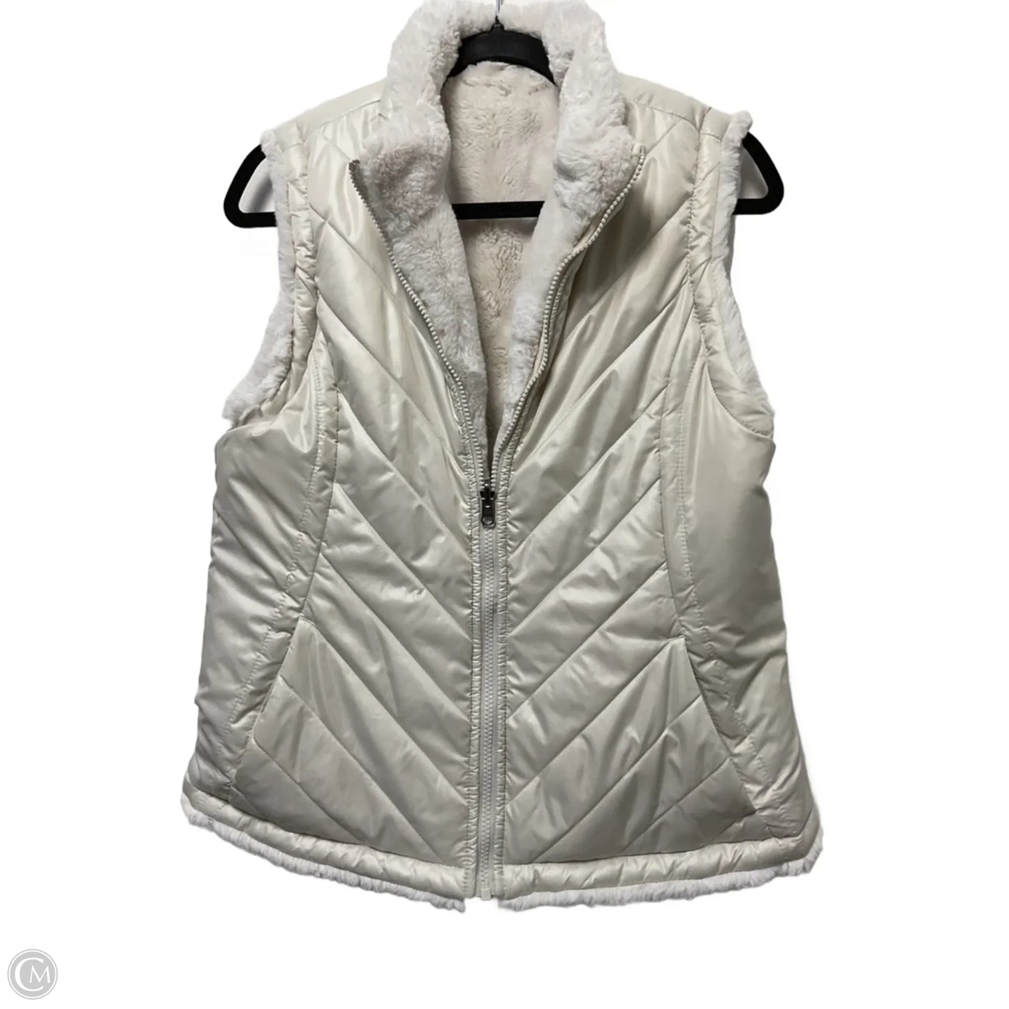 Vest Faux Fur & Sherpa By Clothes Mentor In White, Size: L