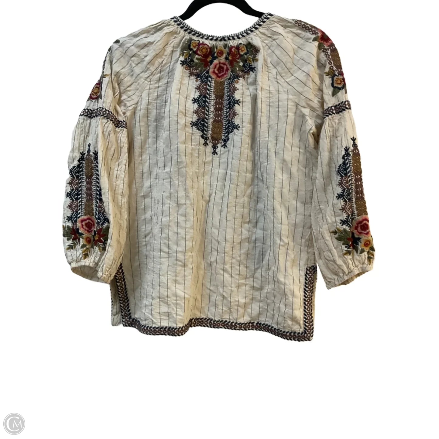 Top Long Sleeve By Johnny Was In Cream & Tan, Size: Xs