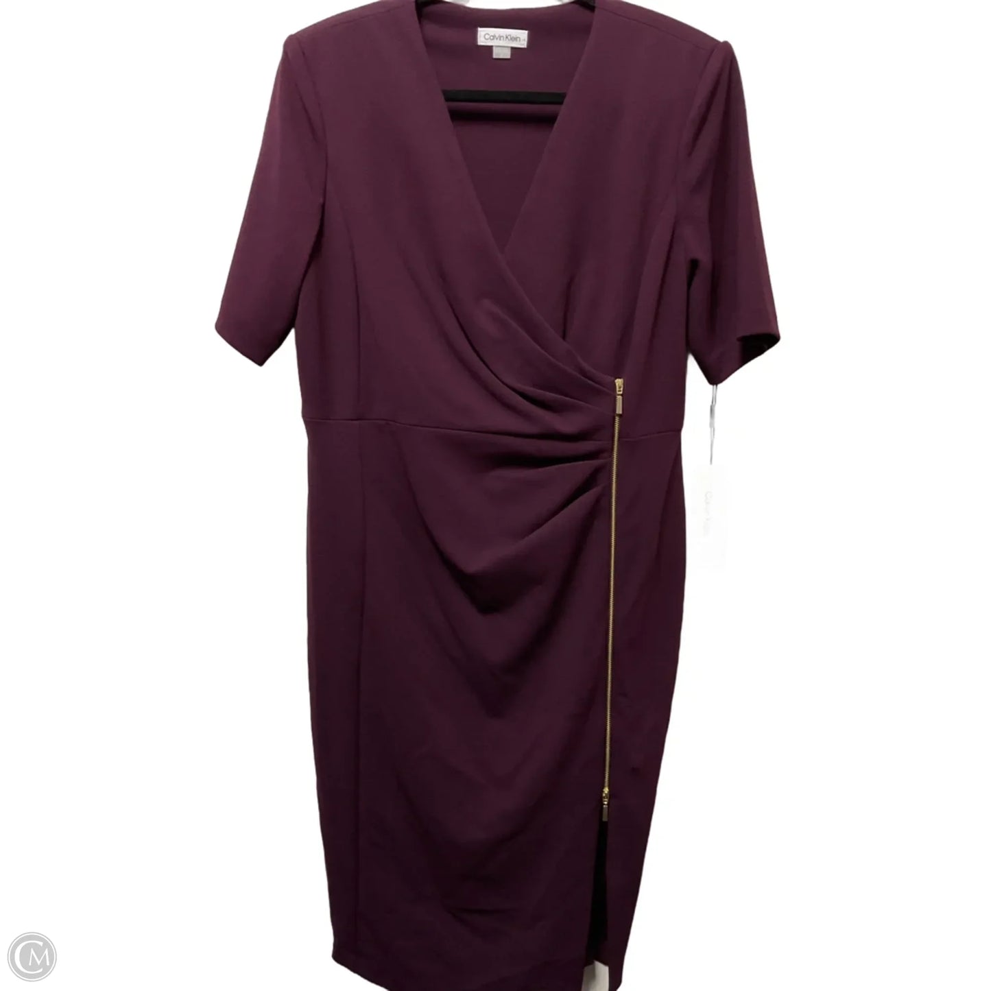 Dress Party Midi By Calvin Klein In Maroon, Size: Xl