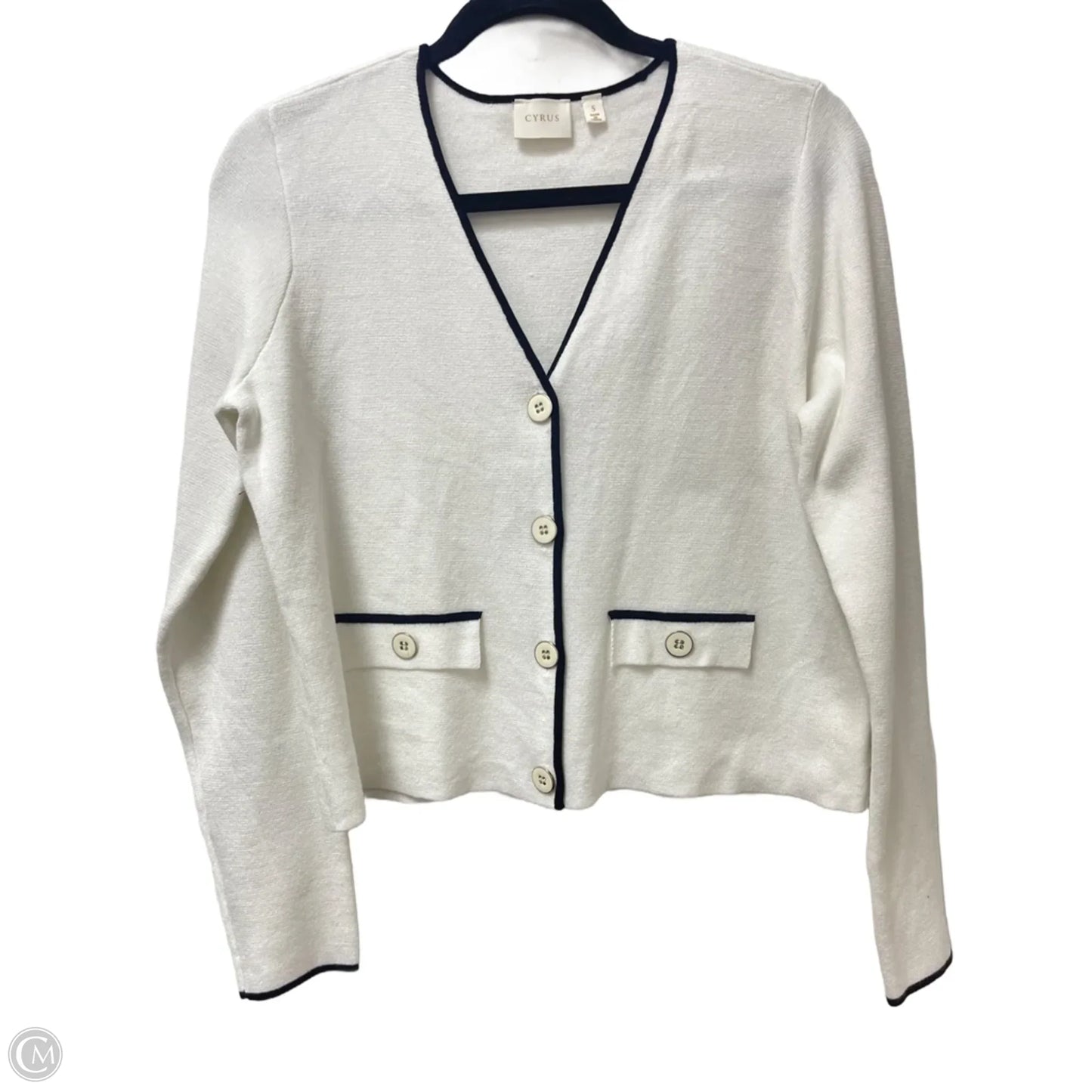 Sweater Cardigan By Cyrus In Black & White, Size: S