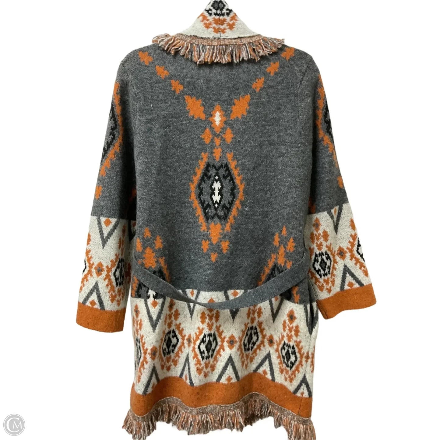 Sweater Cardigan By Miss Me In Grey & Orange, Size: L