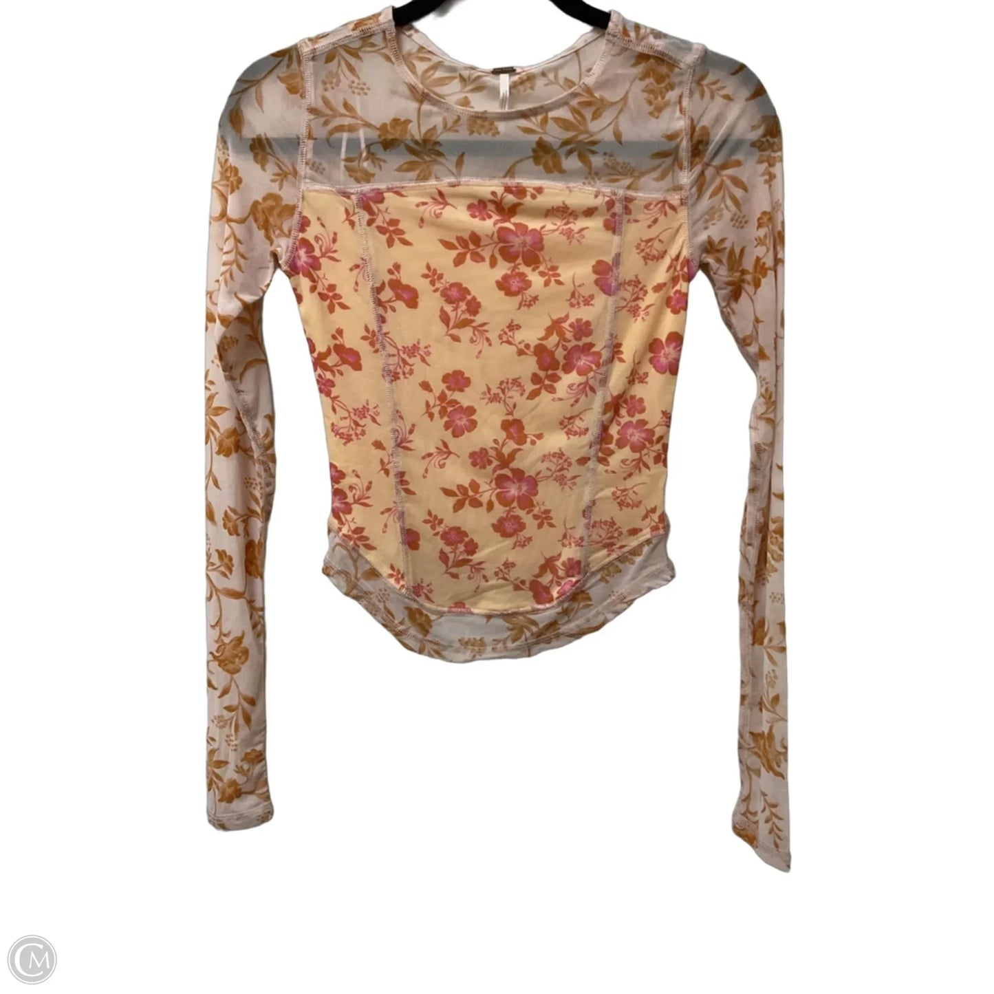 Top Long Sleeve By Free People In Pink & Yellow, Size: Xs