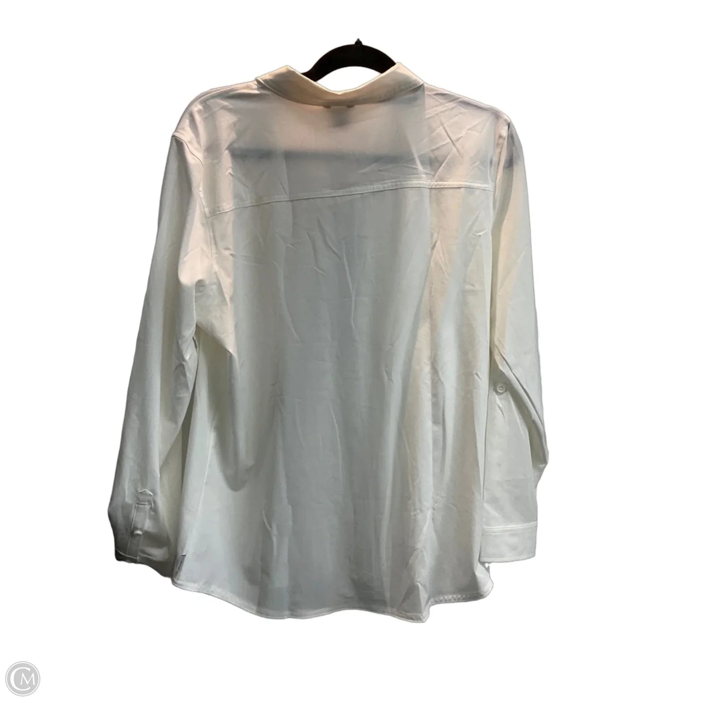 Blouse Long Sleeve By Eddie Bauer In White, Size: L