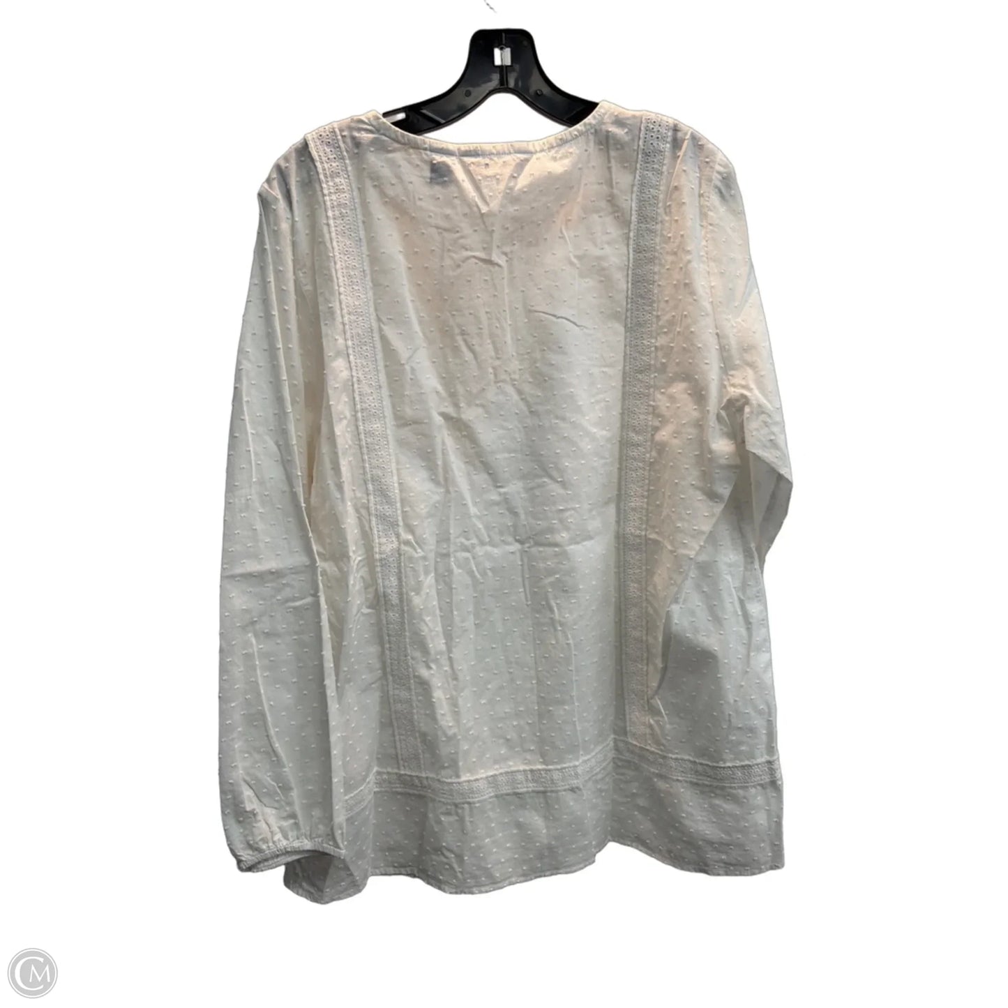Blouse Long Sleeve By Lands End In White, Size: L