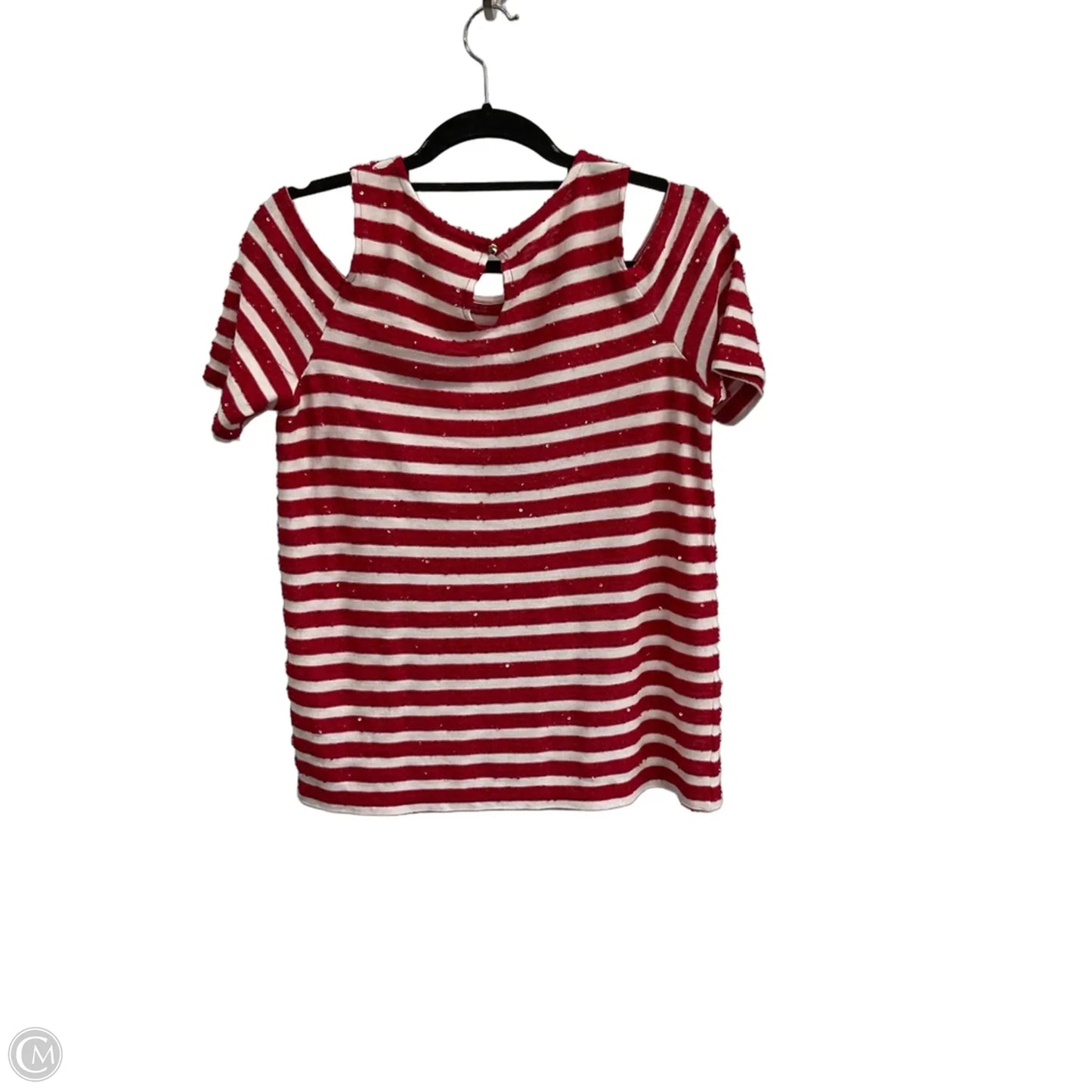 Top Short Sleeve By Chicos In Striped Pattern, Size: M