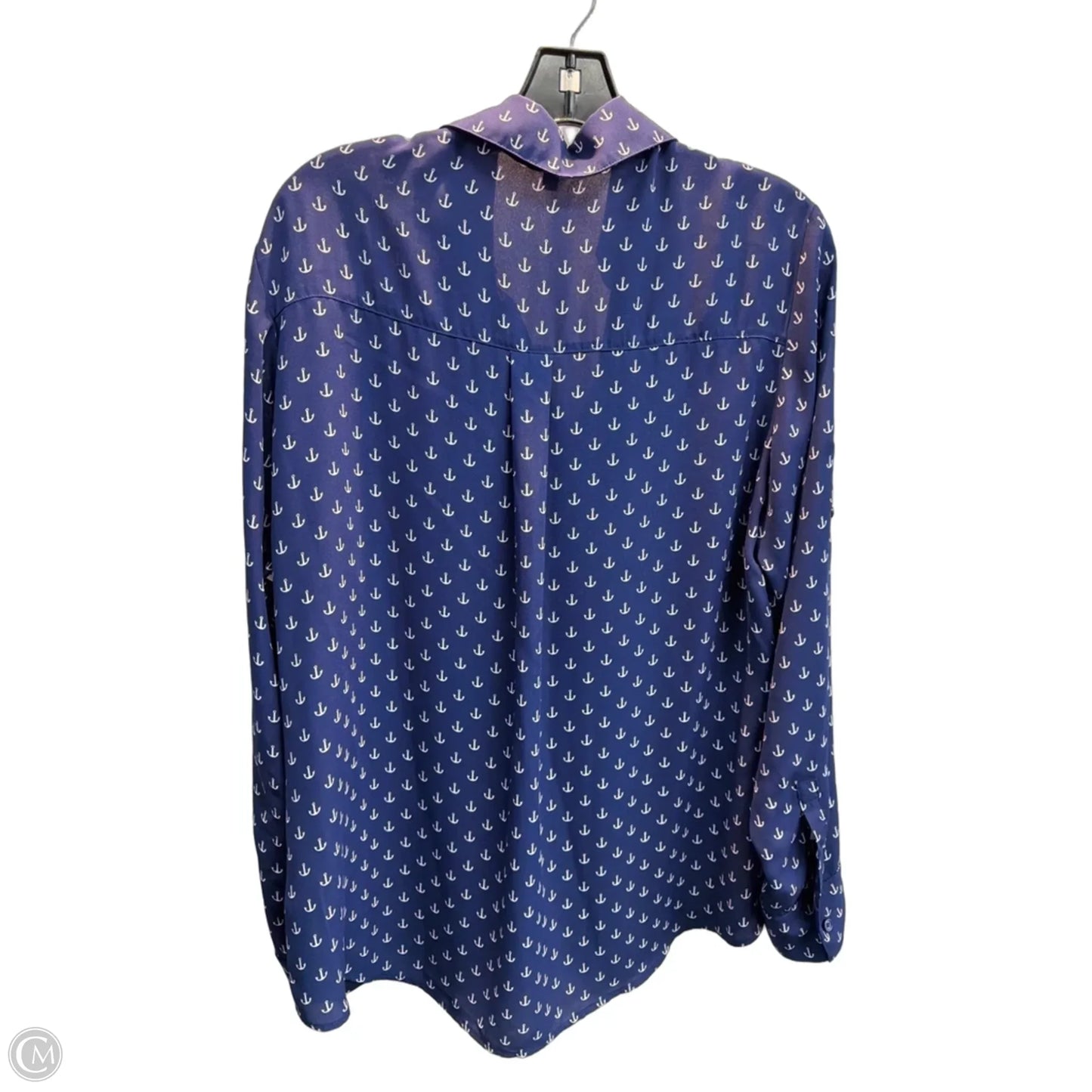 Blouse Long Sleeve By Express In Nautical Print, Size: L