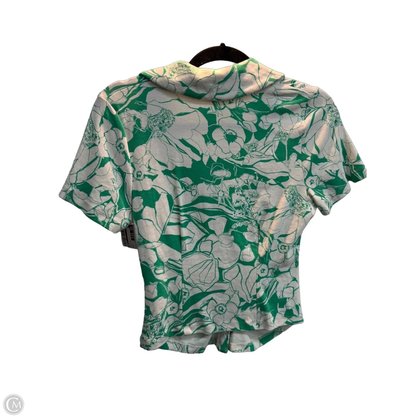 Top Short Sleeve By Maeve In Green & White, Size: M