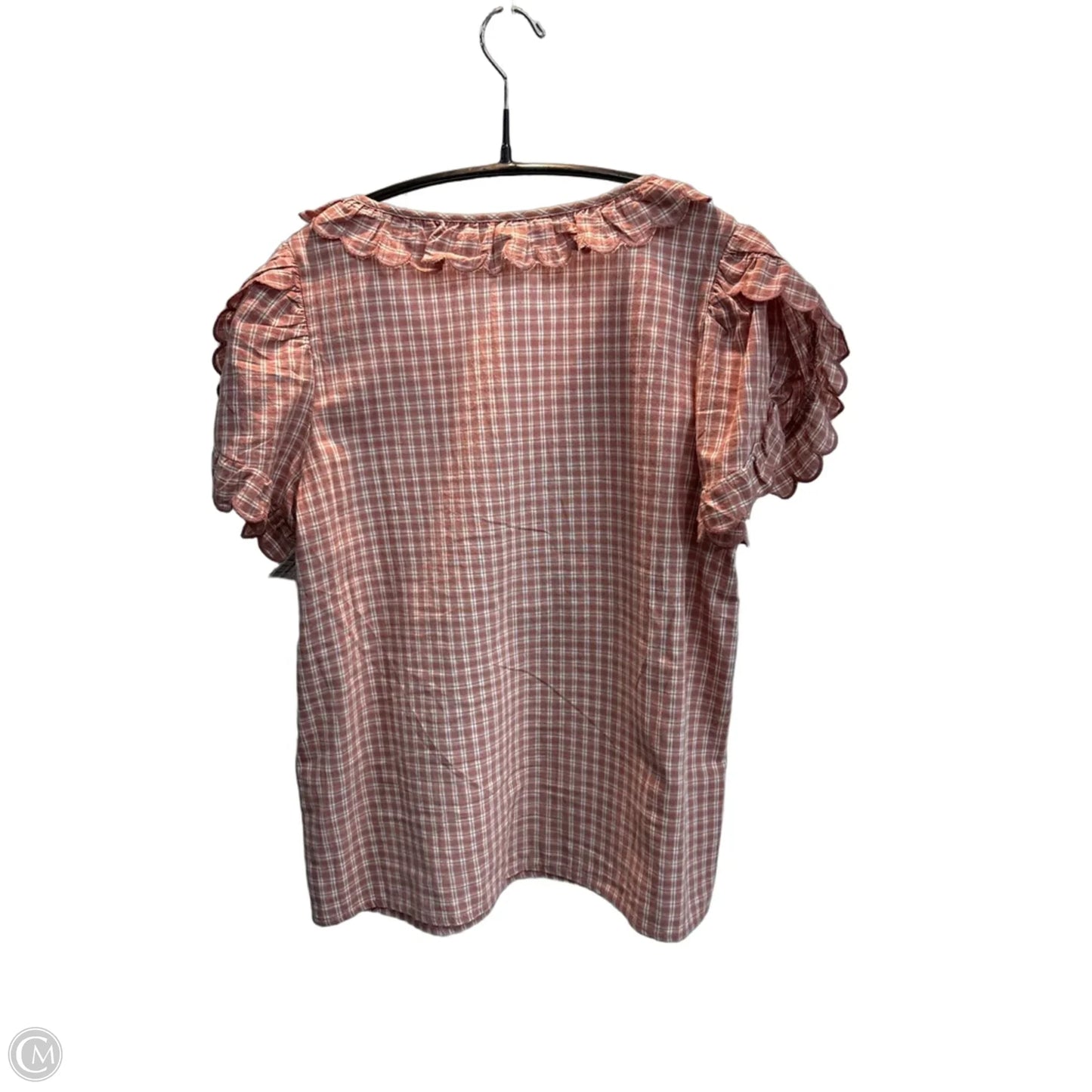 Top Short Sleeve By Max Studio In Plaid Pattern, Size: M