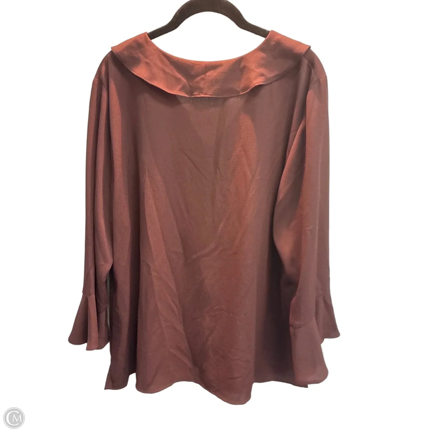 Blouse Long Sleeve By Investments In Brown, Size: Xl