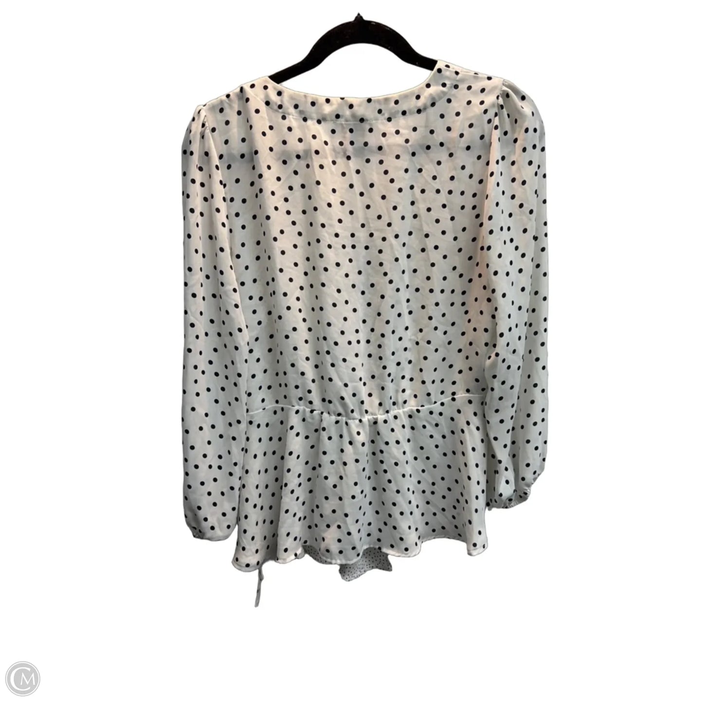 Blouse Long Sleeve By Loft In Polkadot Pattern, Size: Mp