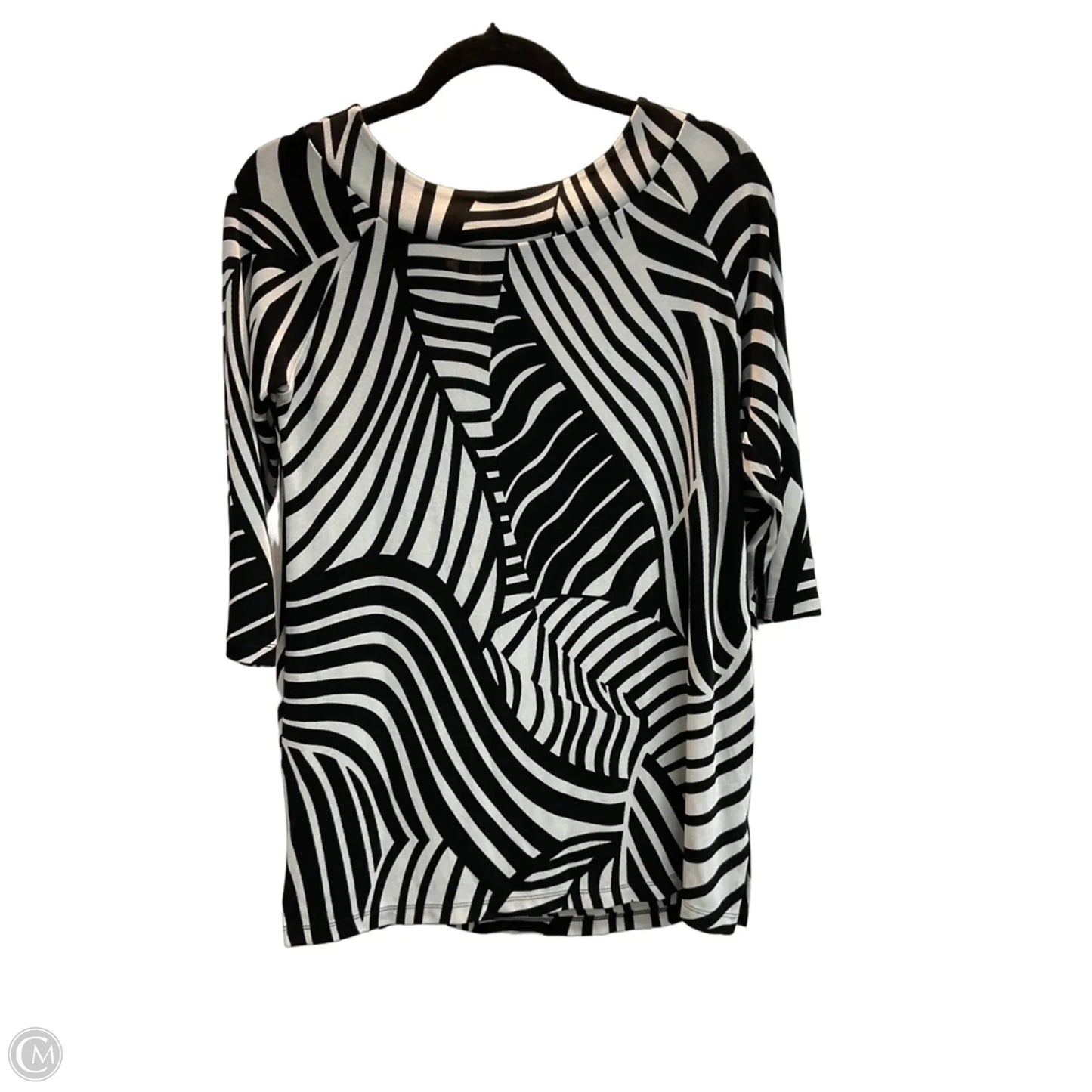 Top Long Sleeve By Chicos In Black & Cream, Size: S